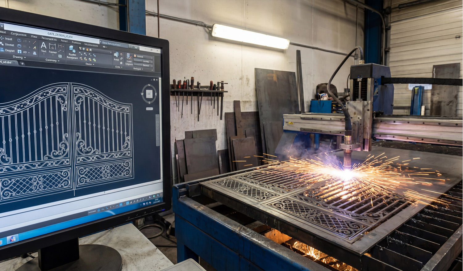 Decorative Ornamental Double Gate DXF File for CNC Plasma & Laser Cutting