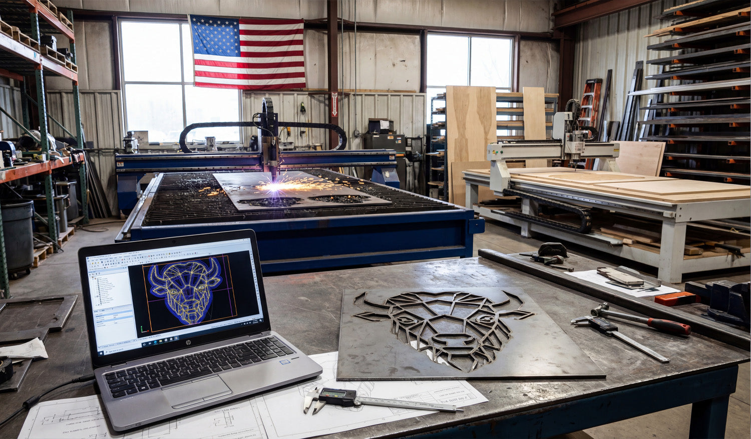 Geometric Bull Wall Art DXF File for CNC Plasma & Laser