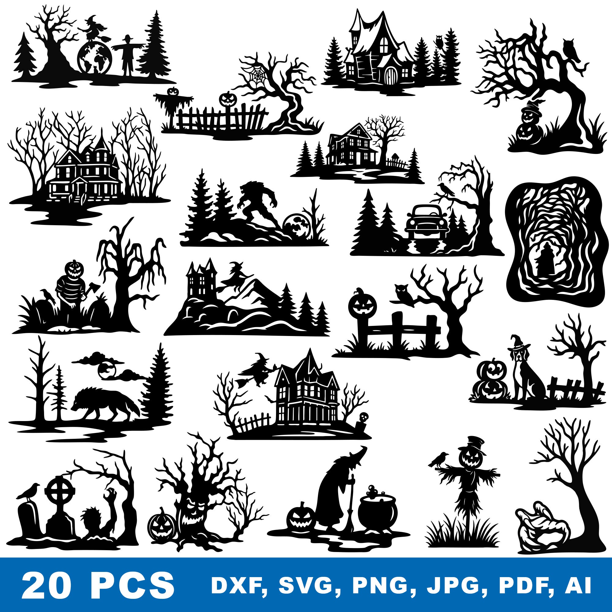 20 PCS Halloween DXF Bundle – CNC Cutting Designs | HALLOWEENBUNDLE1