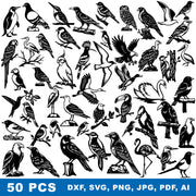 50 PCS Bird DXF Bundle – CNC Cutting Designs | AABUNDLE2