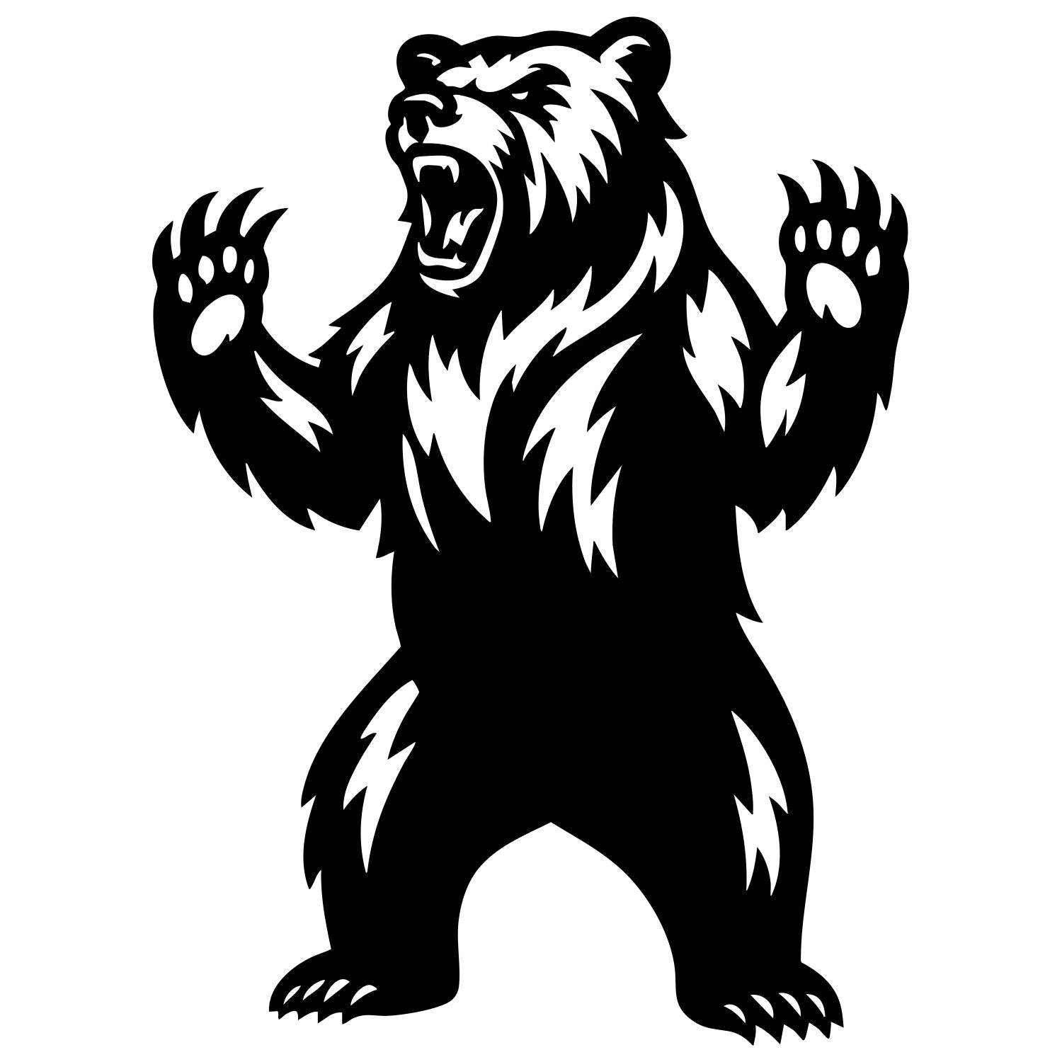 Angry Grizzly Bear DXF File – CNC Cutting Design | AWBEAR105