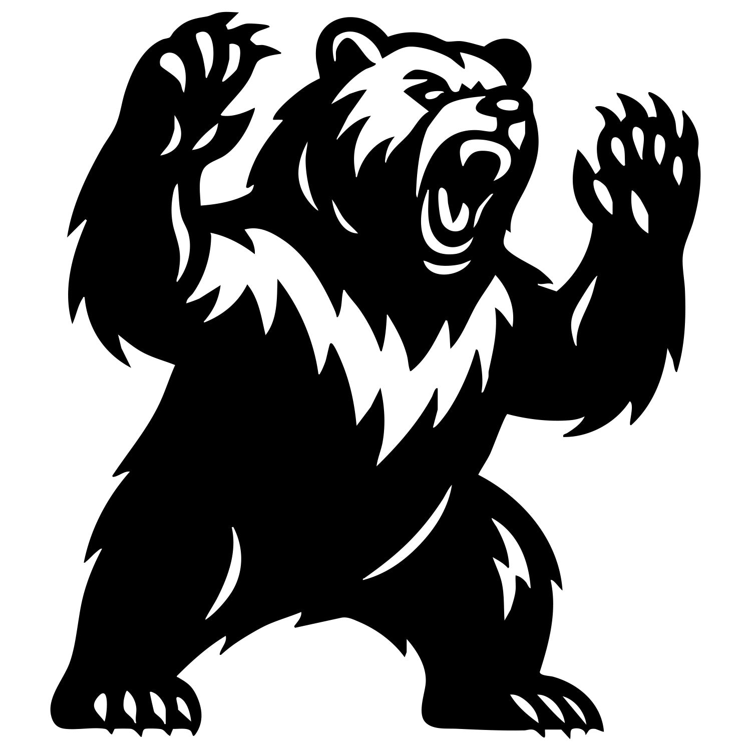 Angry Grizzly Bear DXF File – CNC Cutting Design | AWBEAR108