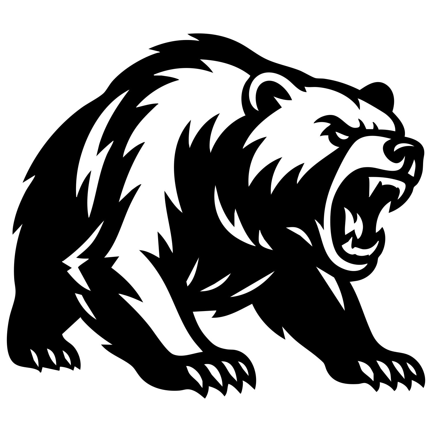 Angry Grizzly Bear DXF File – CNC Cutting Design | AWBEAR110