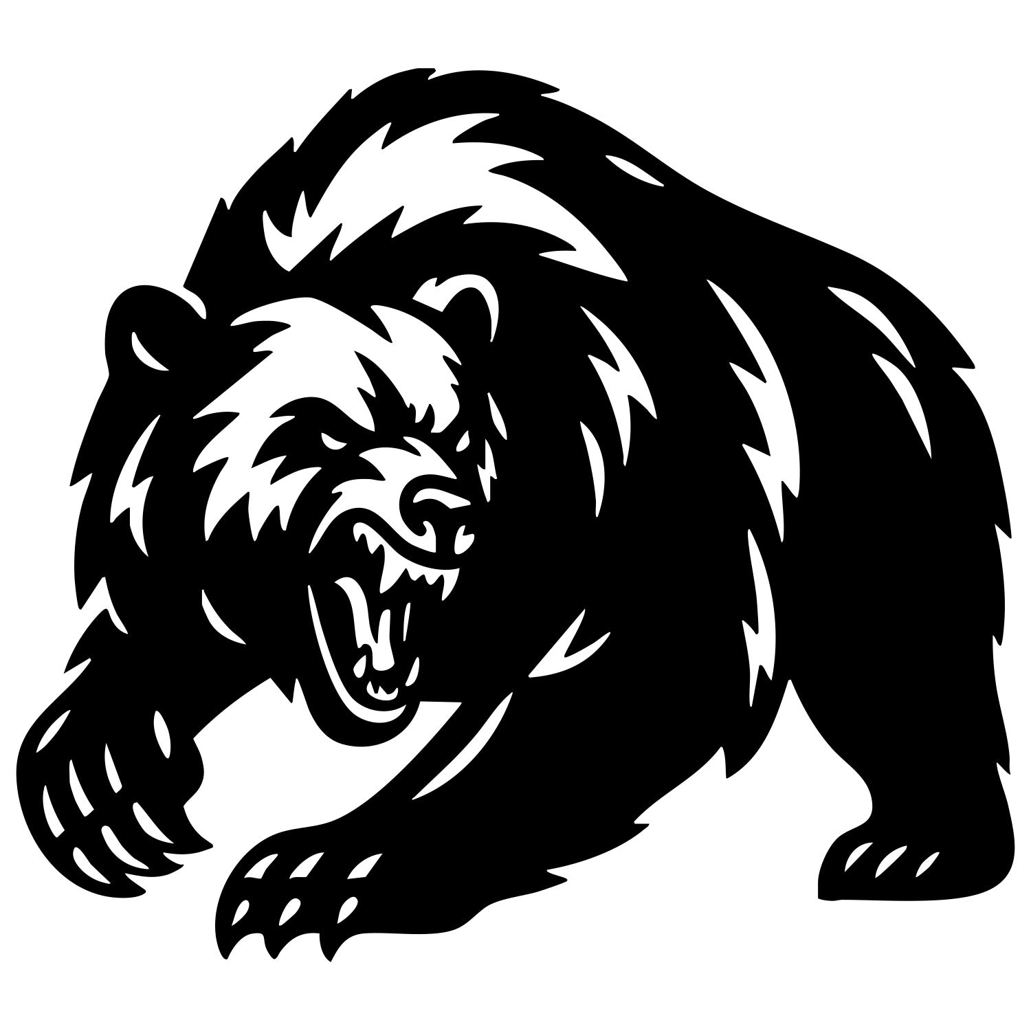 Angry Grizzly Bear DXF File – CNC Cutting Design | AWBEAR113