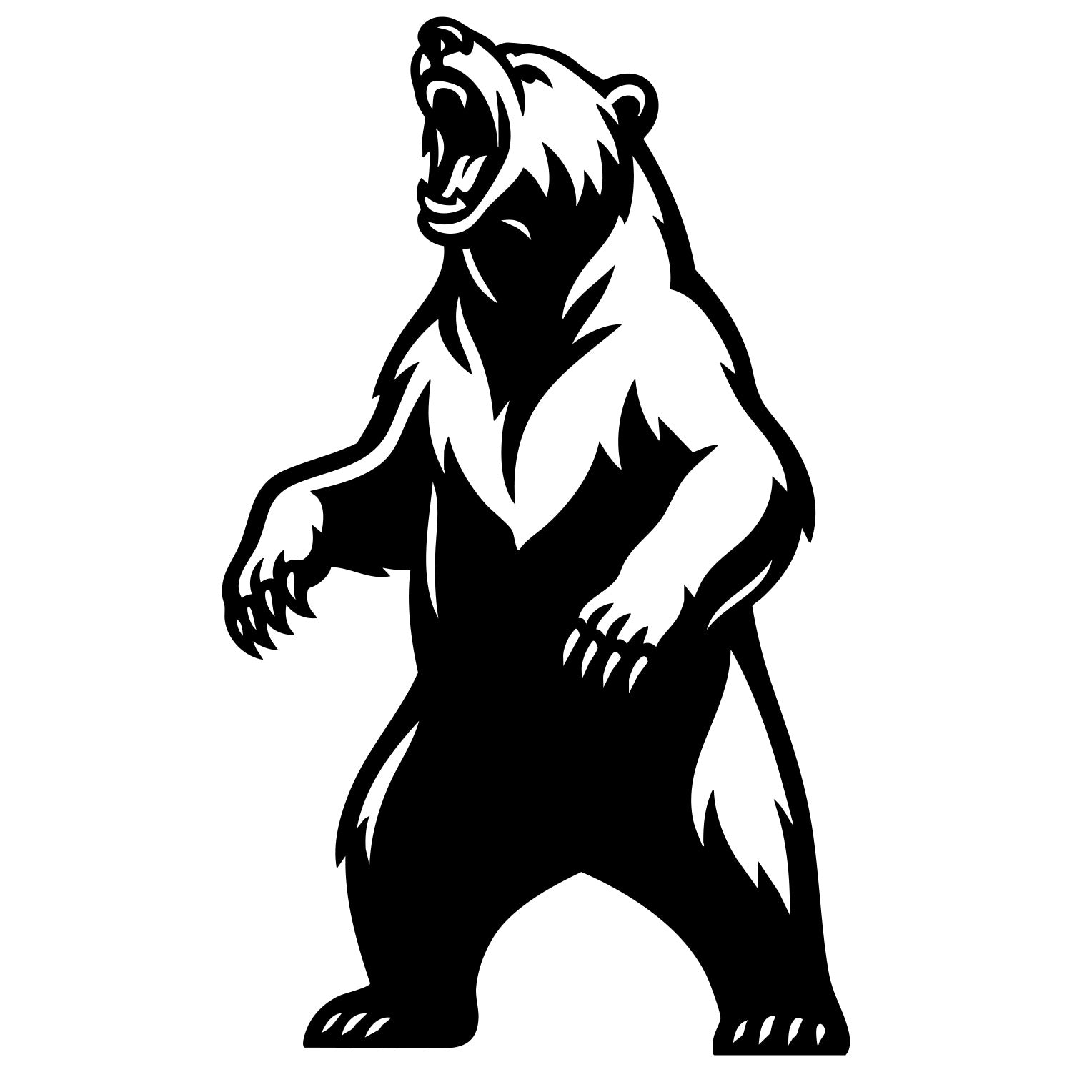 Angry Grizzly Bear DXF File – CNC Cutting Design | AWBEAR118