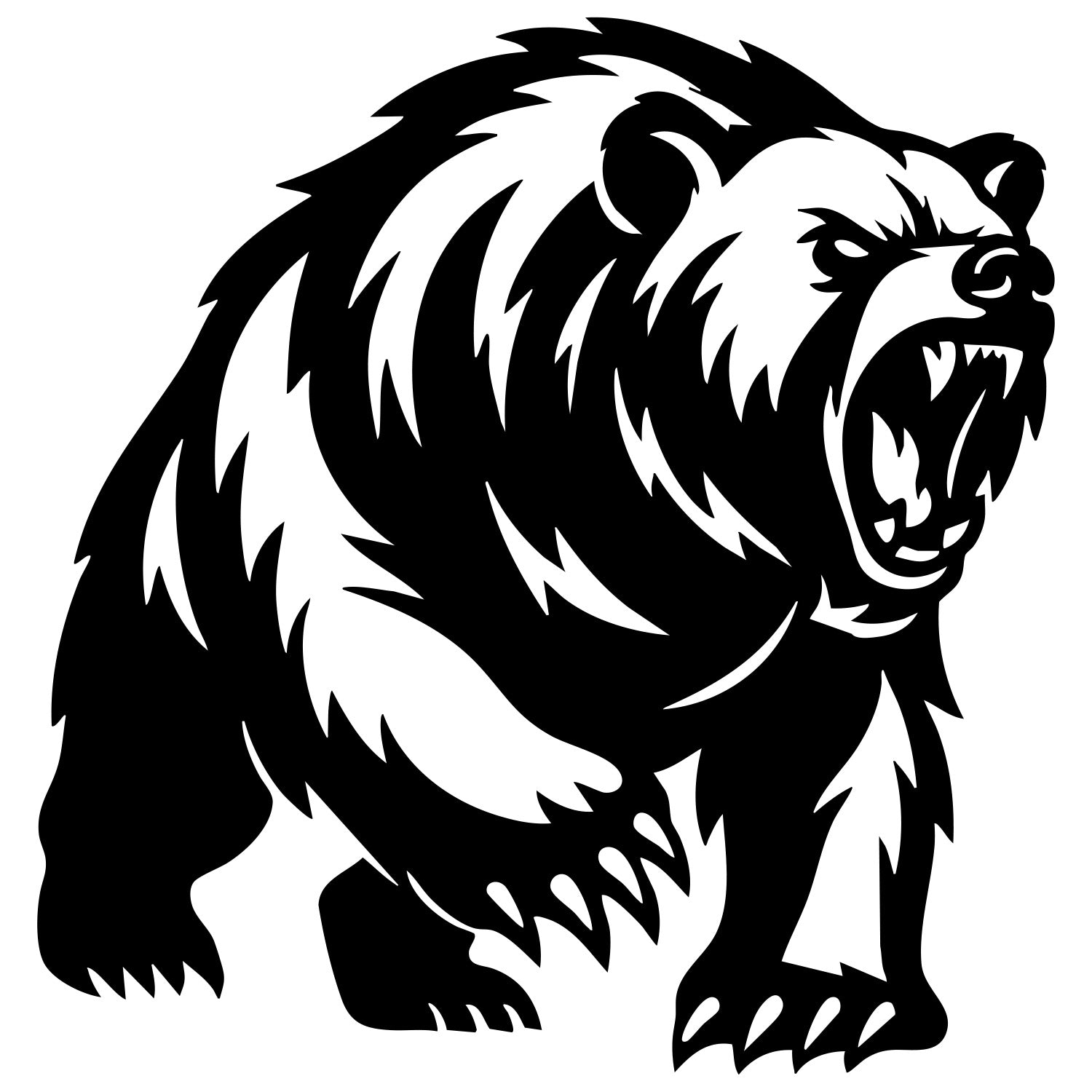 Angry Grizzly Bear DXF File – CNC Cutting Design | AWBEAR121