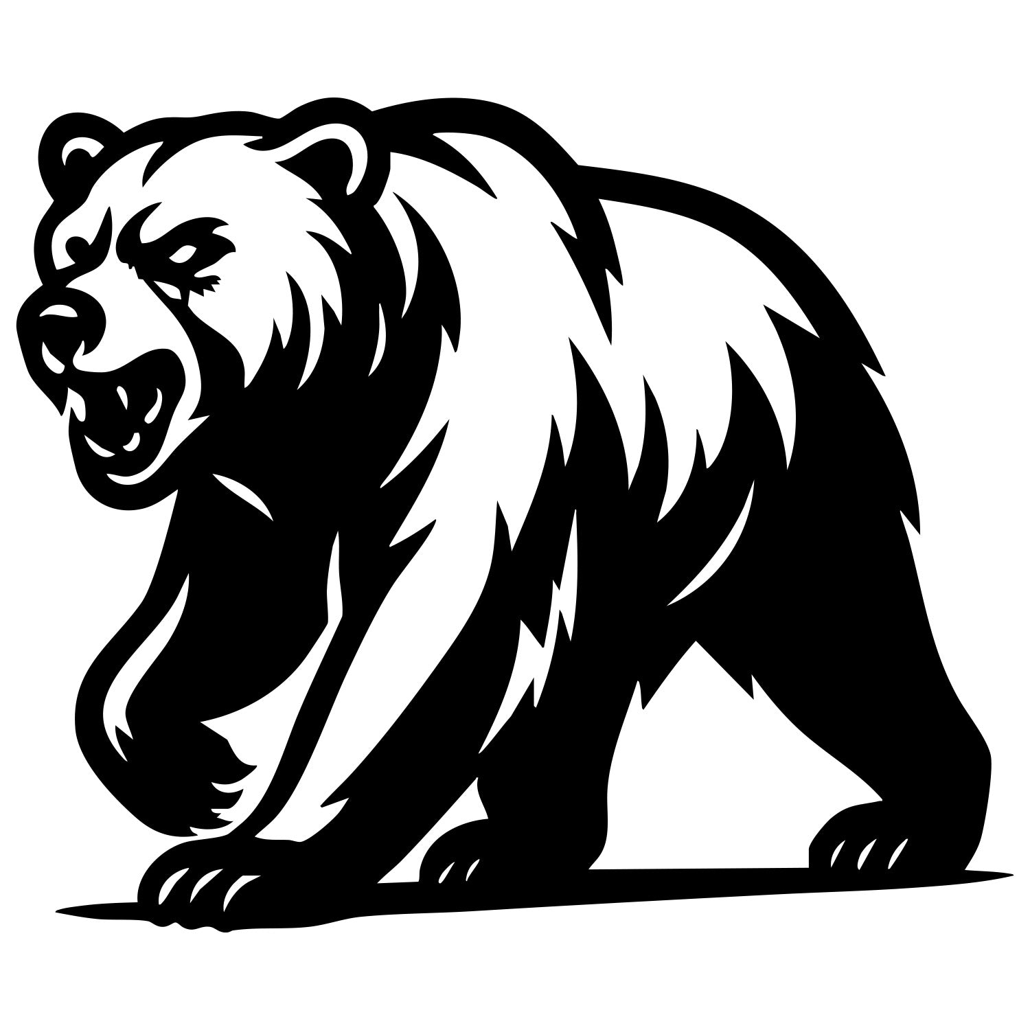 Angry Grizzly Bear DXF File – CNC Cutting Design | AWBEAR125