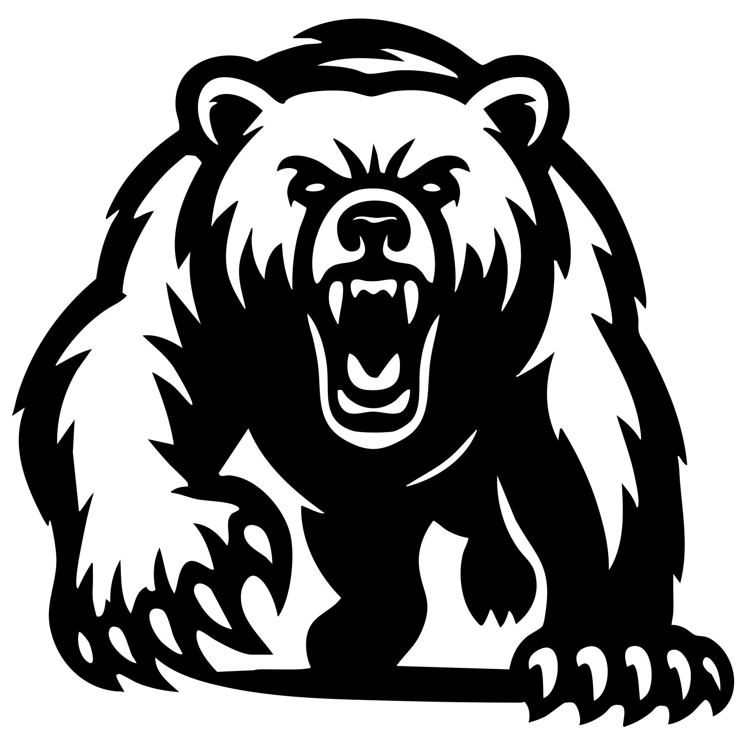 Angry Grizzly Bear DXF File – CNC Cutting Design | AWBEAR126