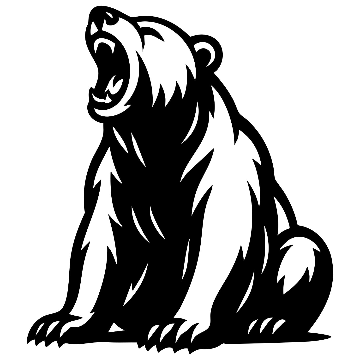 Angry Grizzly Bear DXF File – CNC Cutting Design | AWBEAR127