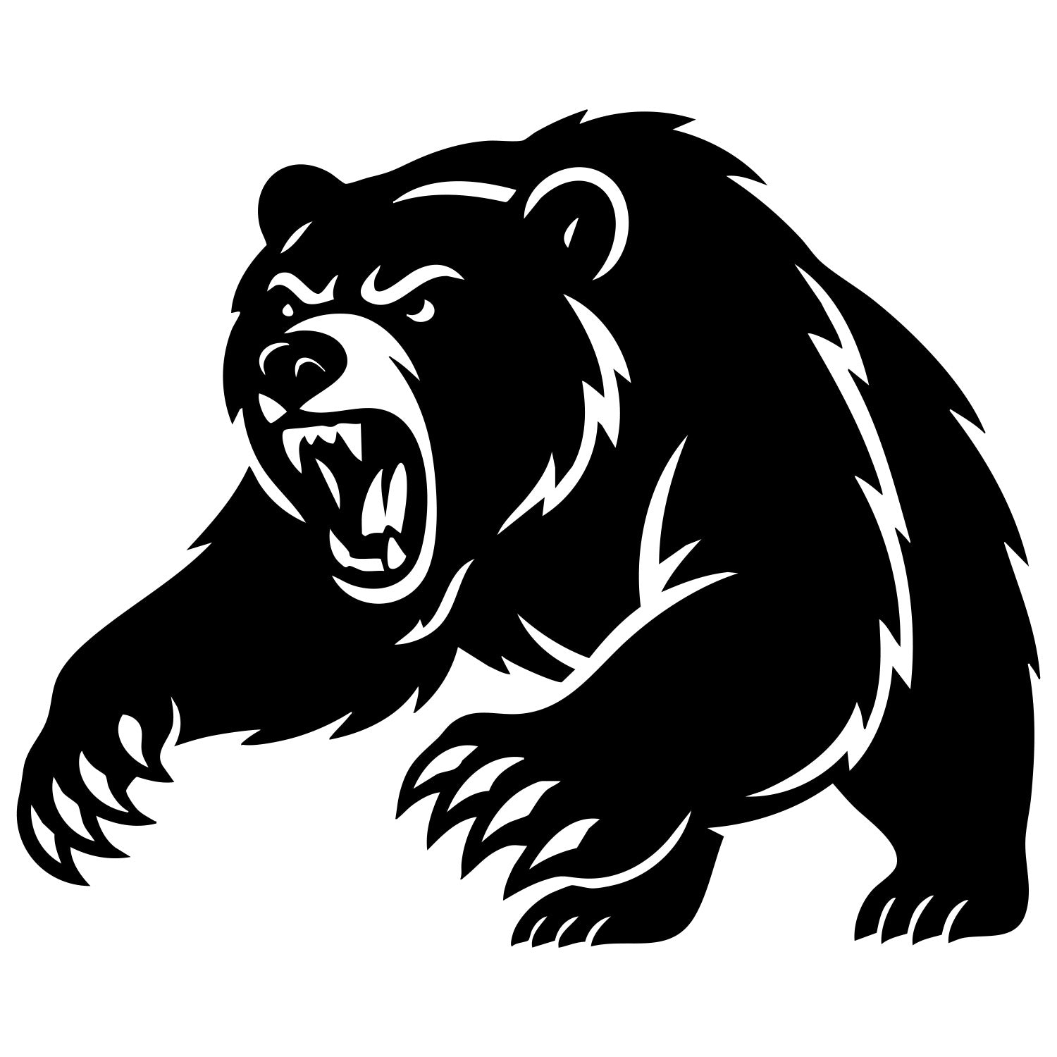 Angry Grizzly Bear DXF File – CNC Cutting Design | AWBEAR134