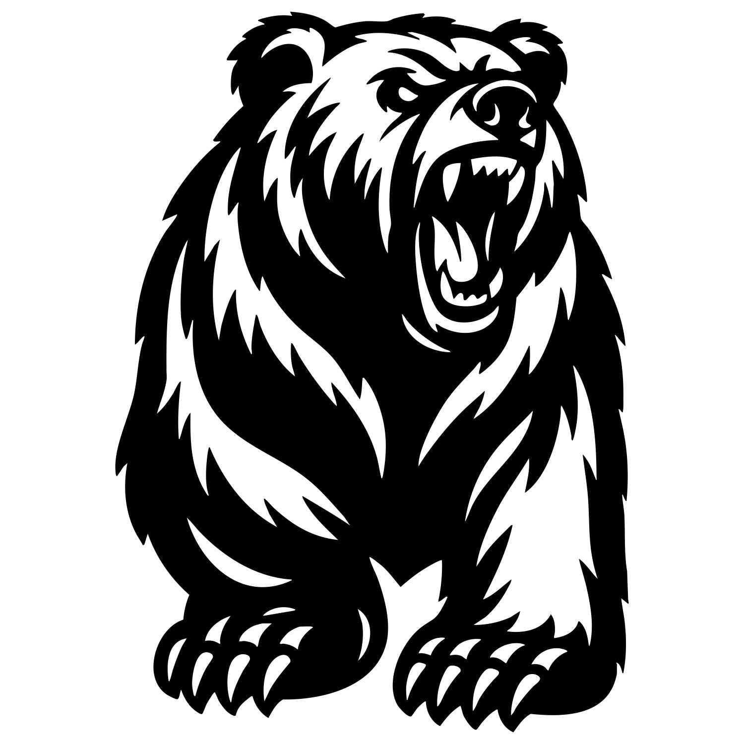 Angry Grizzly Bear DXF File – CNC Cutting Design | AWBEAR135