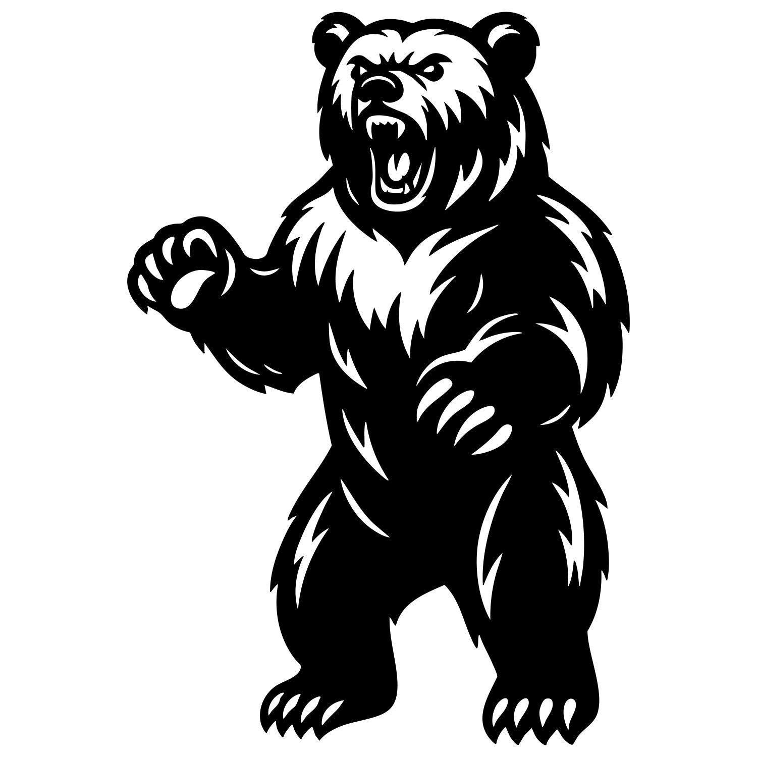 Angry Grizzly Bear DXF File – CNC Cutting Design | AWBEAR136