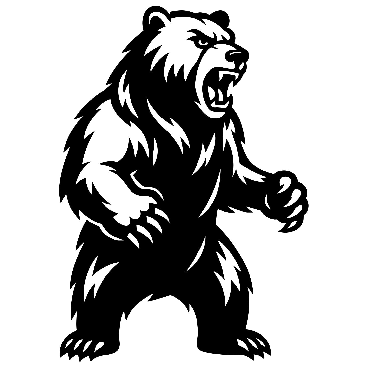Angry Grizzly Bear DXF File – CNC Cutting Design | AWBEAR138