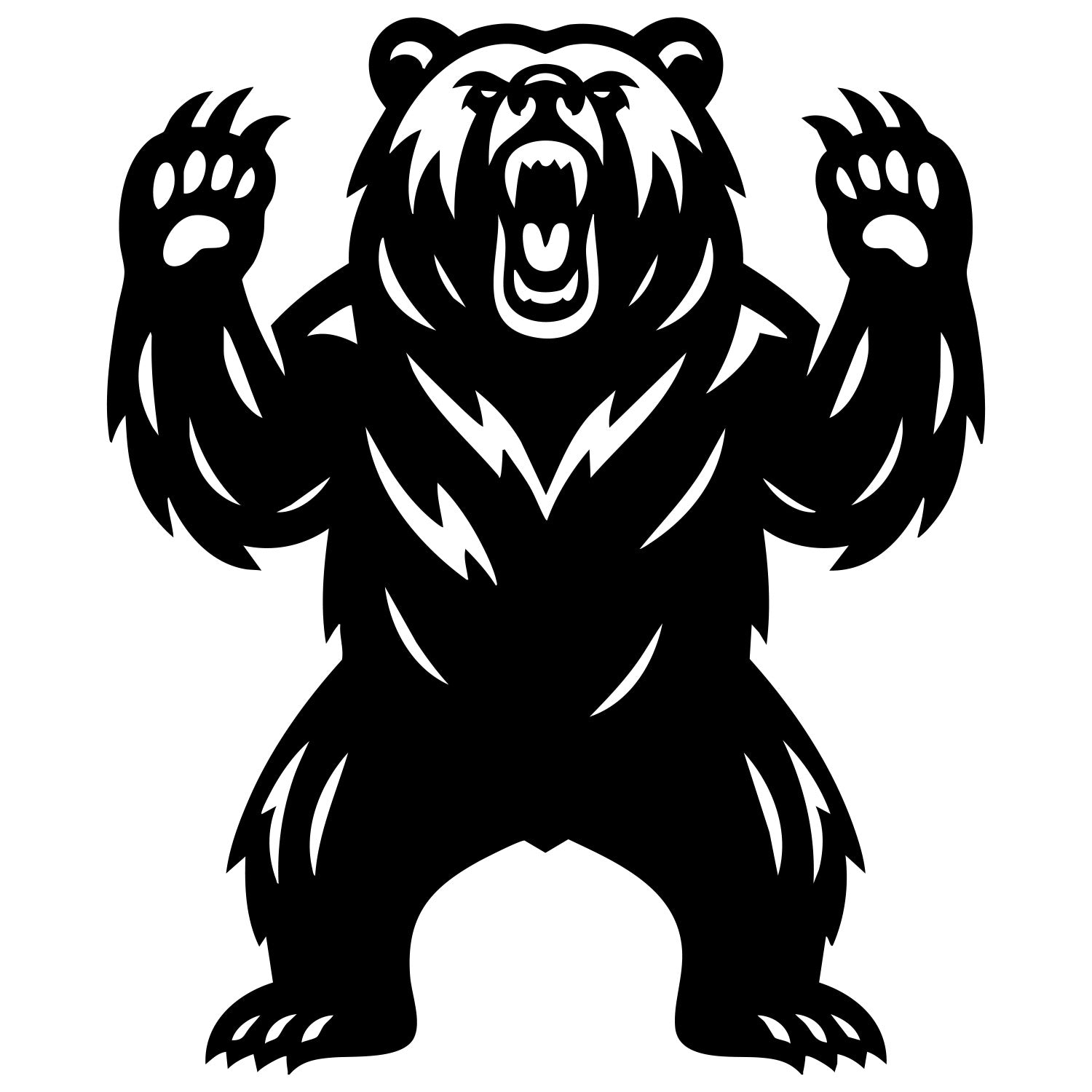 Angry Grizzly Bear DXF File – CNC Cutting Design | AWBEAR139