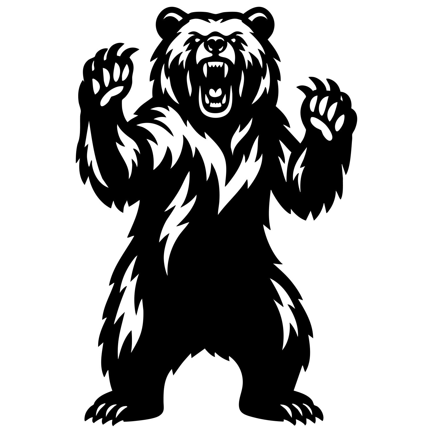 Angry Grizzly Bear DXF File – CNC Cutting Design | AWBEAR144
