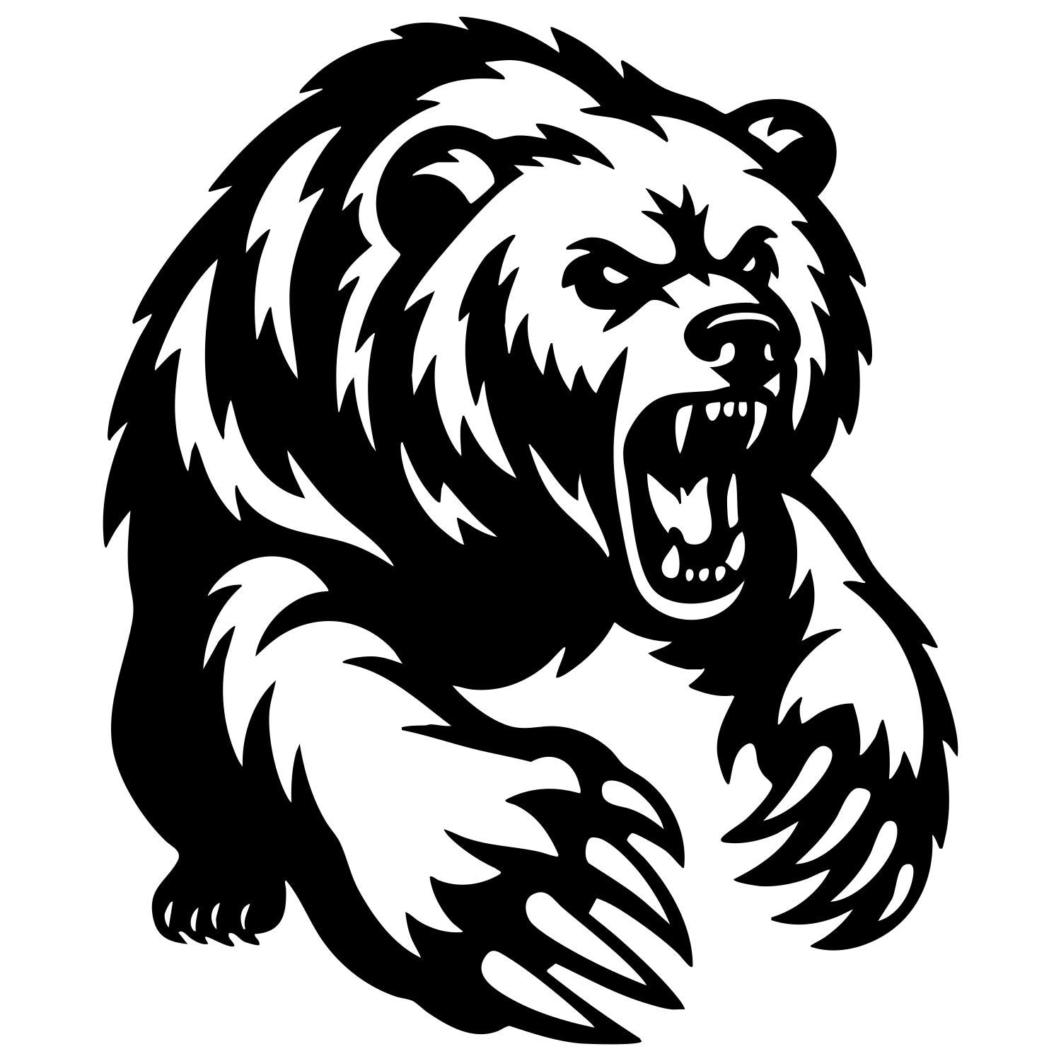 Angry Grizzly Bear DXF File – CNC Cutting Design | AWBEAR146
