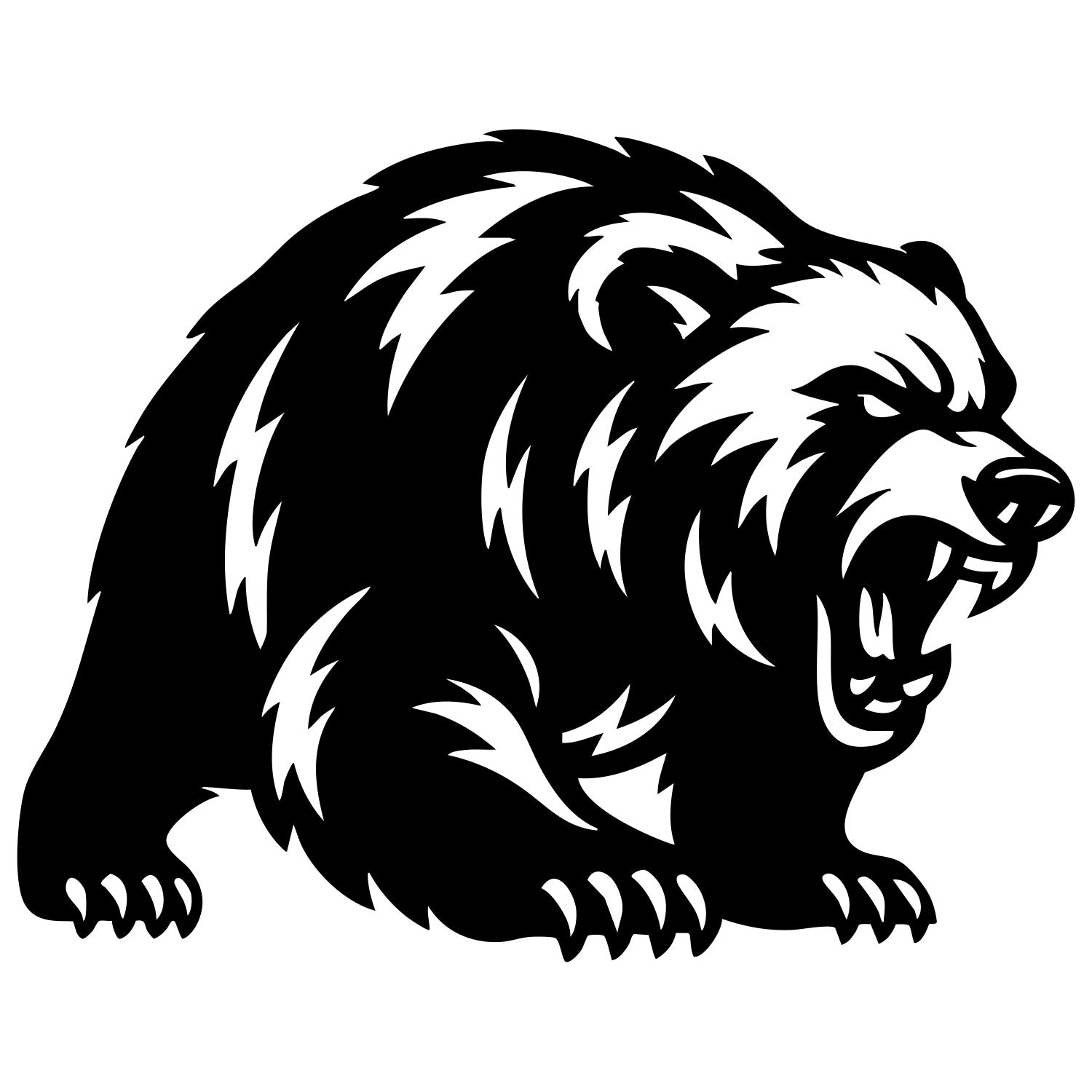 Angry Grizzly Bear DXF File – CNC Cutting Design | AWBEAR160