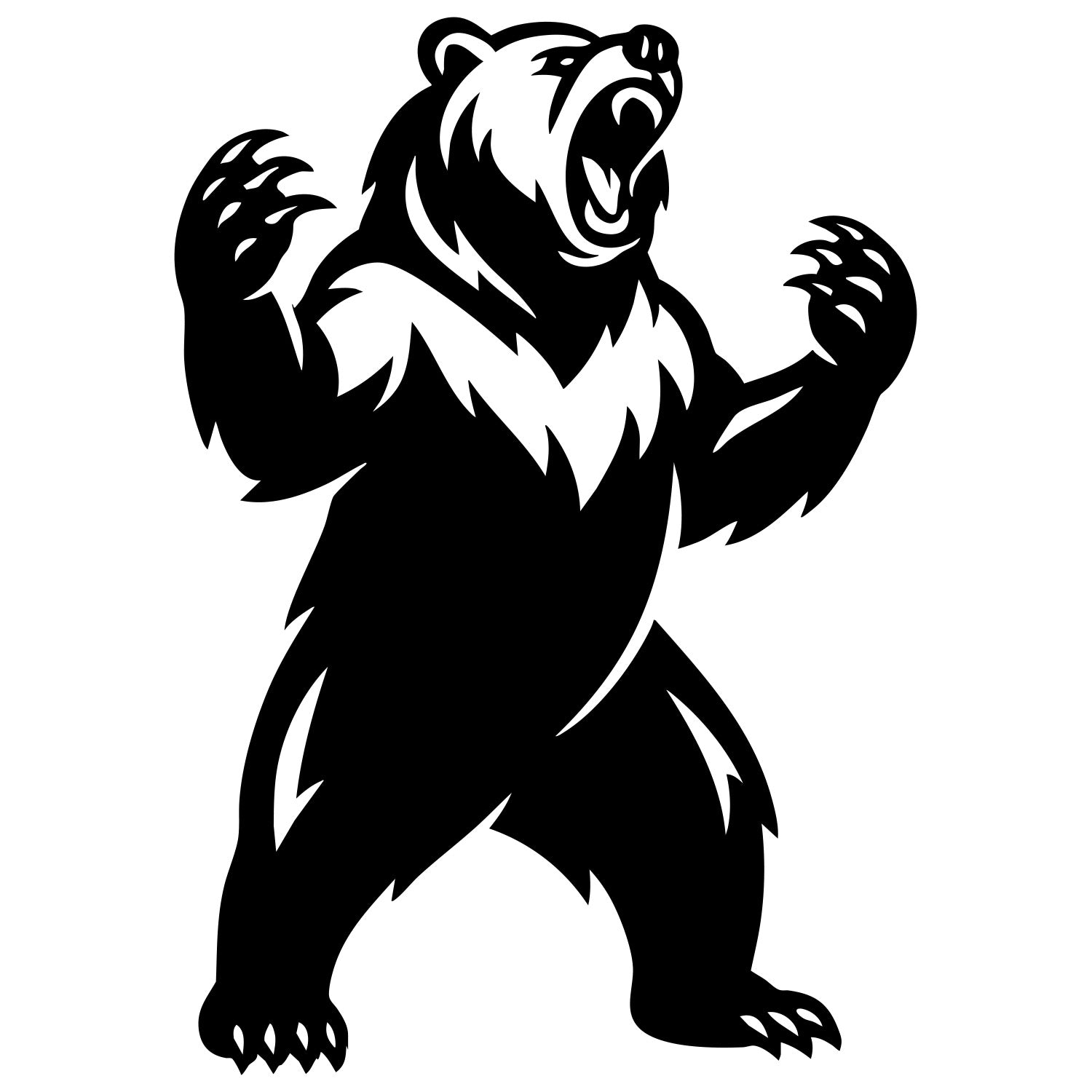 Angry Grizzly Bear DXF File – CNC Cutting Design | AWBEAR162