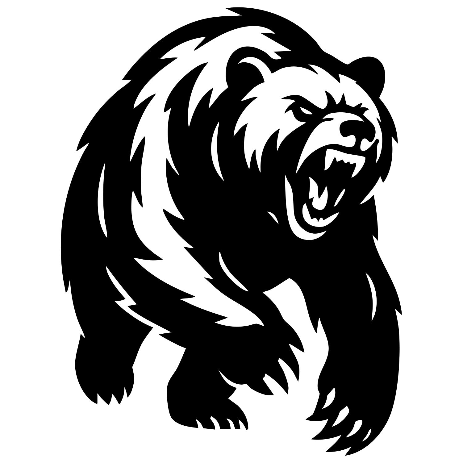 Angry Grizzly Bear DXF File – CNC Cutting Design | AWBEAR167