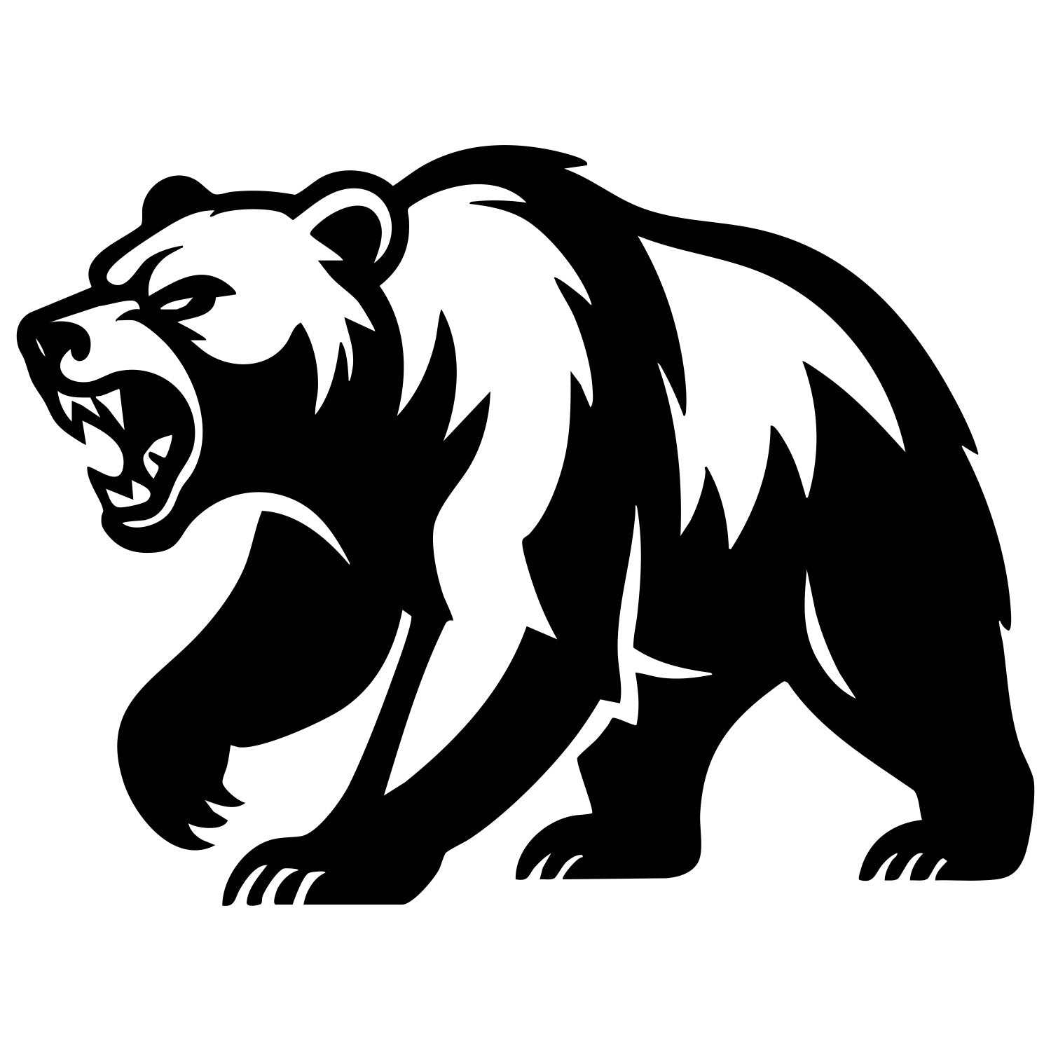 Angry Grizzly Bear DXF File – CNC Cutting Design | AWBEAR170