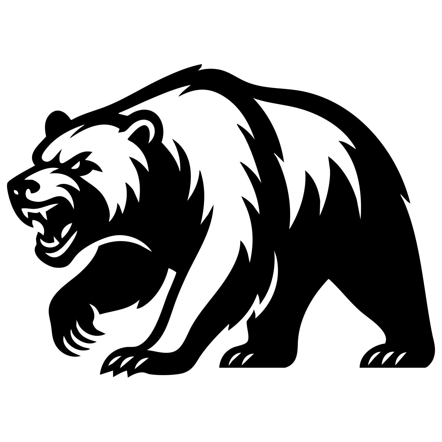 Angry Grizzly Bear DXF File – CNC Cutting Design | AWBEAR172