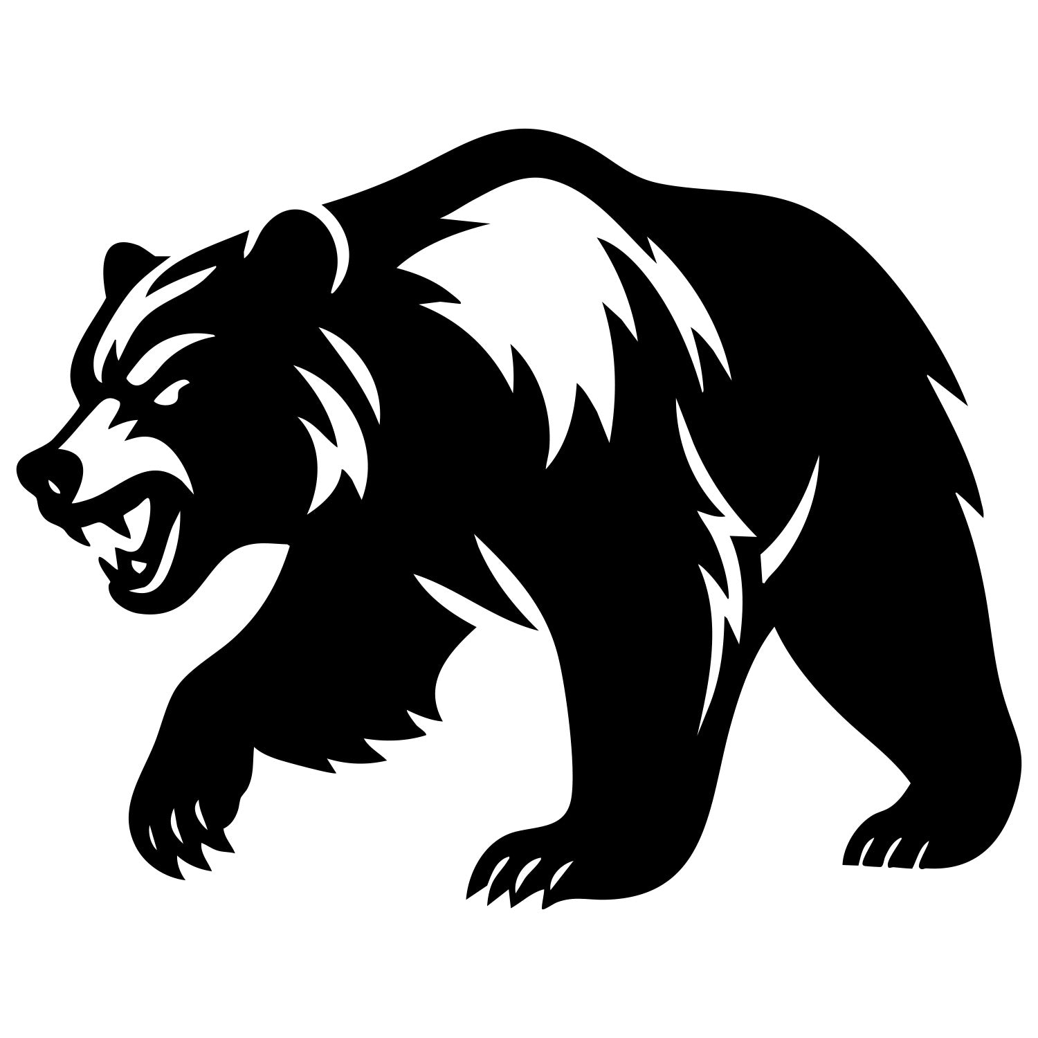 Angry Grizzly Bear DXF File – CNC Cutting Design | AWBEAR175