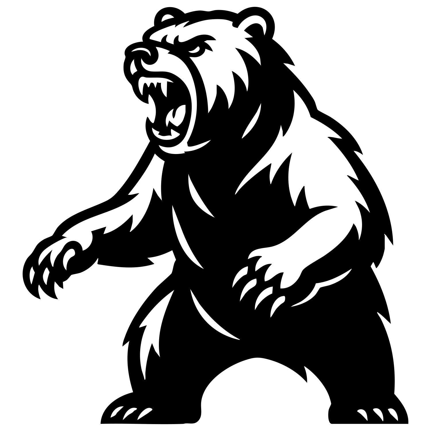 Angry Grizzly Bear DXF File – CNC Cutting Design | AWBEAR177