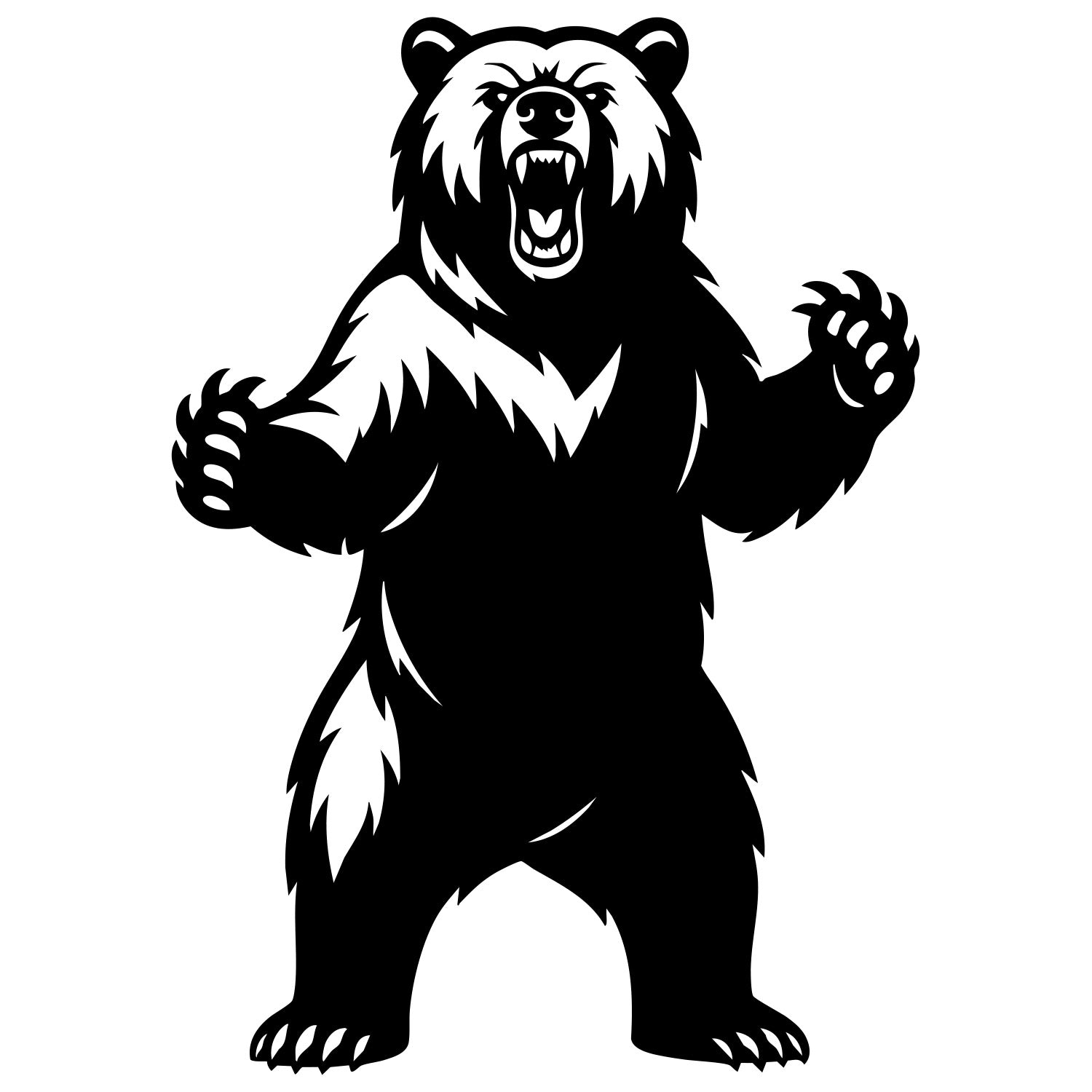 Angry Grizzly Bear DXF File – CNC Cutting Design | AWBEAR179