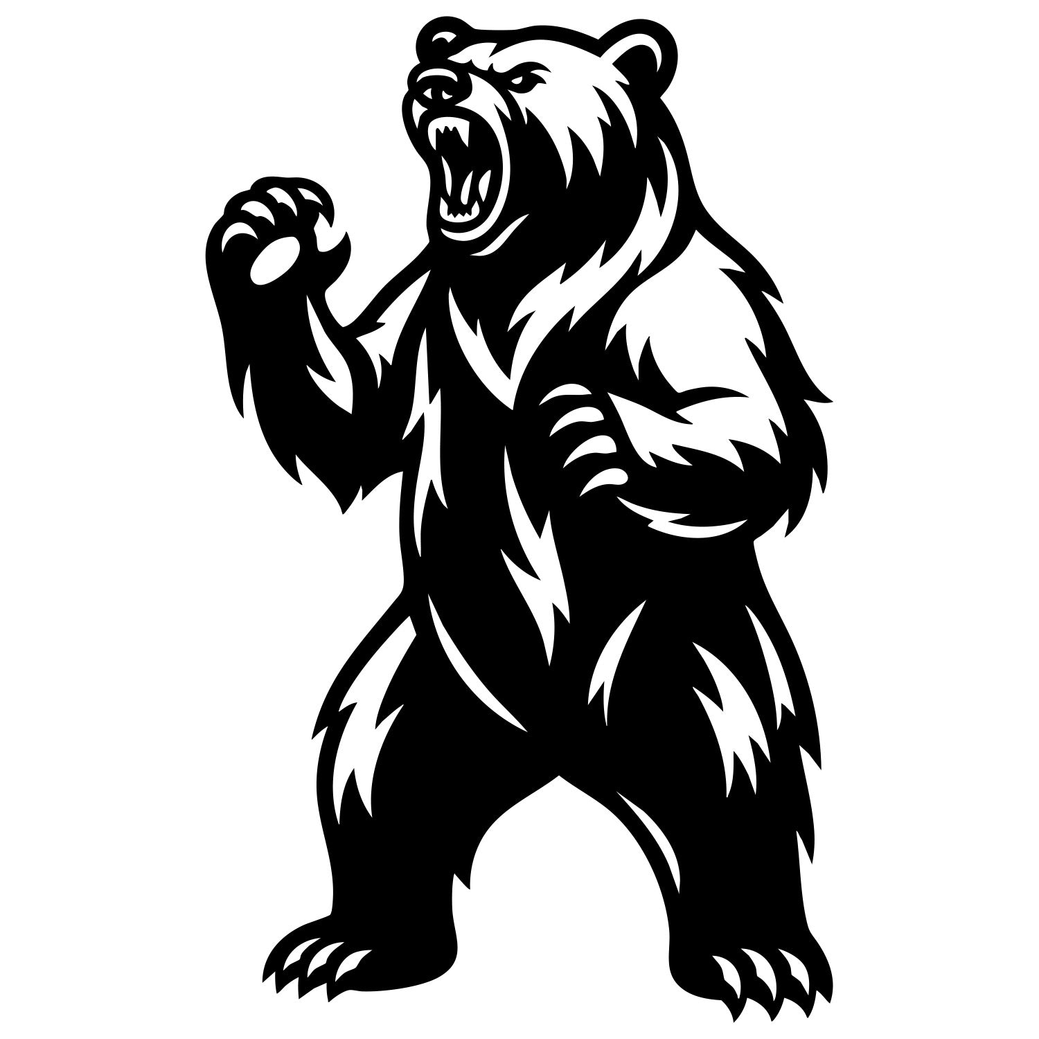 Angry Grizzly Bear DXF File – CNC Cutting Design | AWBEAR180