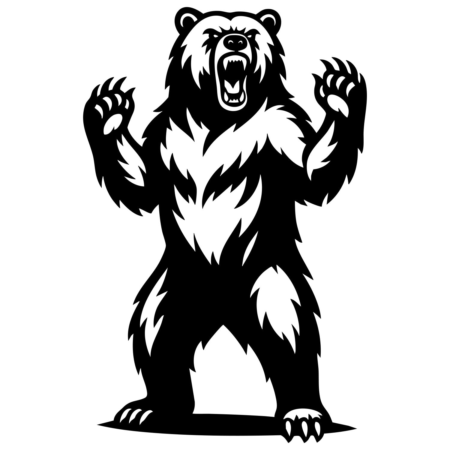 Angry Grizzly Bear DXF File – CNC Cutting Design | AWBEAR181