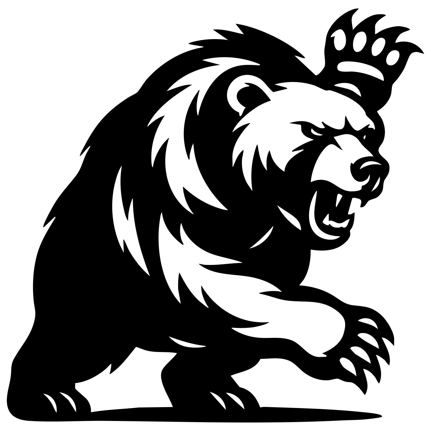 Angry Grizzly Bear DXF File – CNC Cutting Design | AWBEAR186