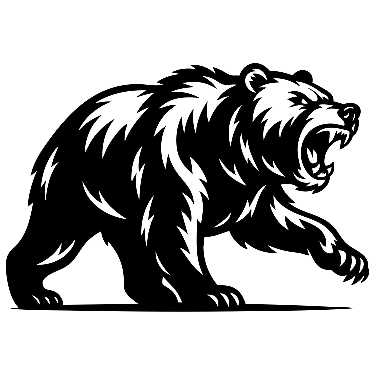 Angry Grizzly Bear DXF File – CNC Cutting Design | AWBEAR188