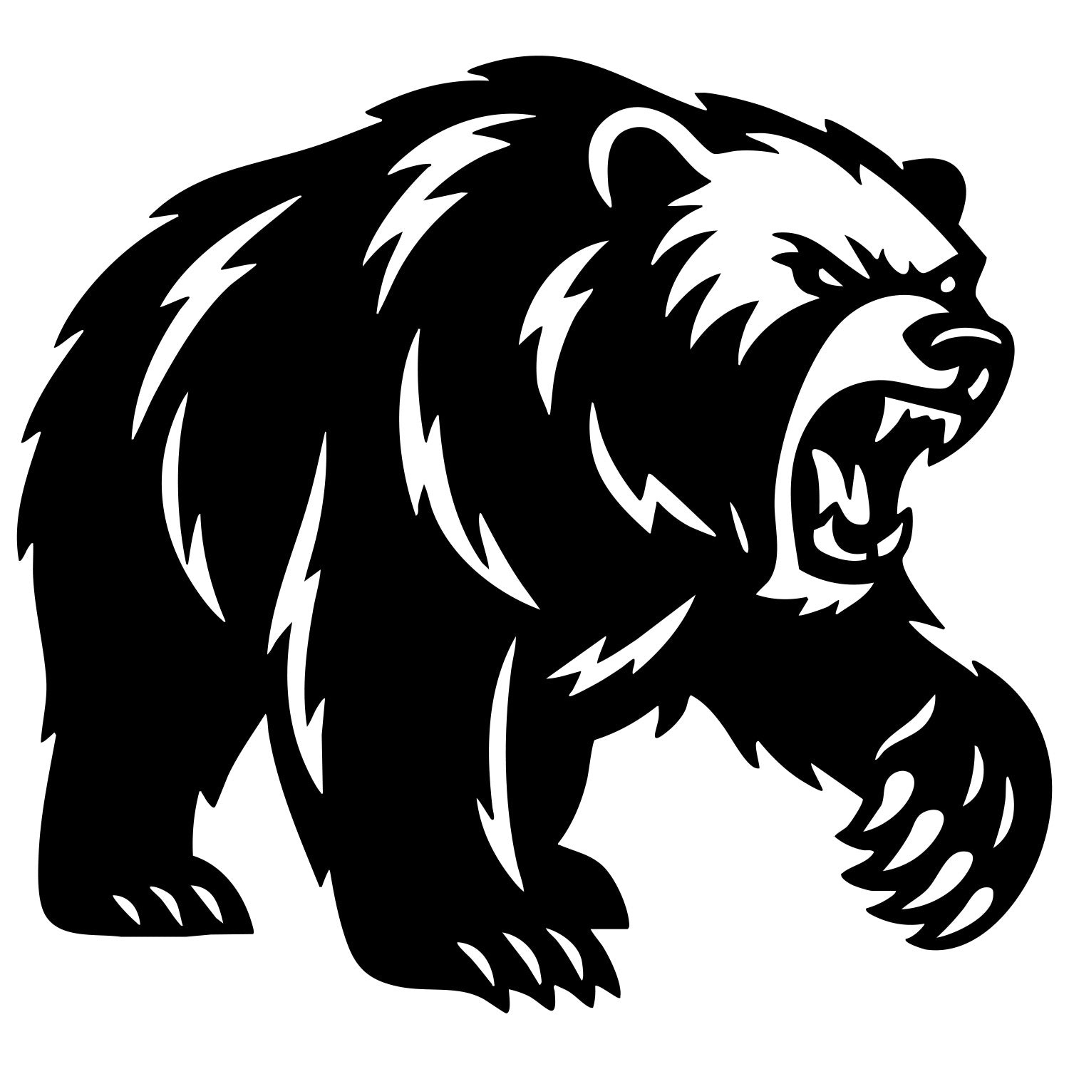 Angry Grizzly Bear DXF File – CNC Cutting Design | AWBEAR190