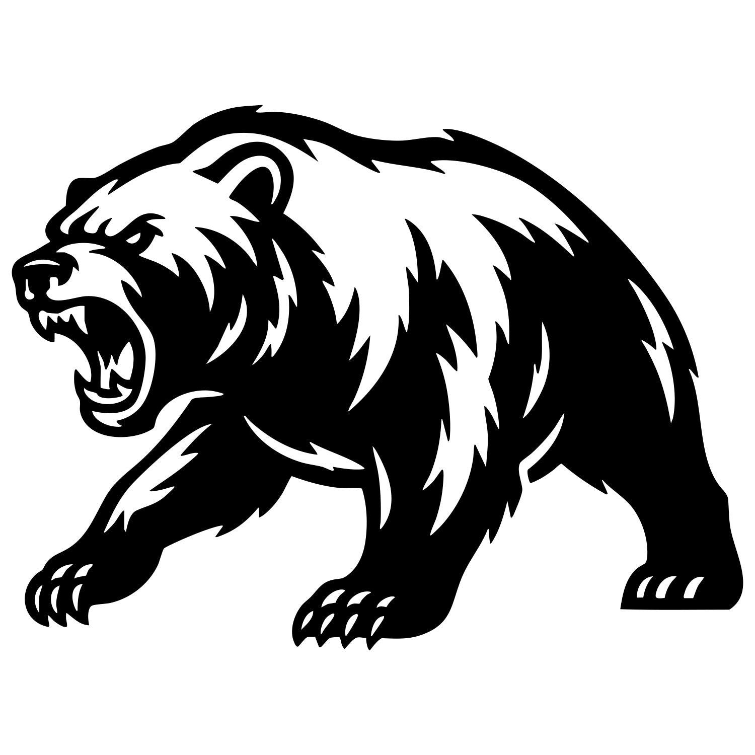 Angry Grizzly Bear DXF File – CNC Cutting Design | AWBEAR191