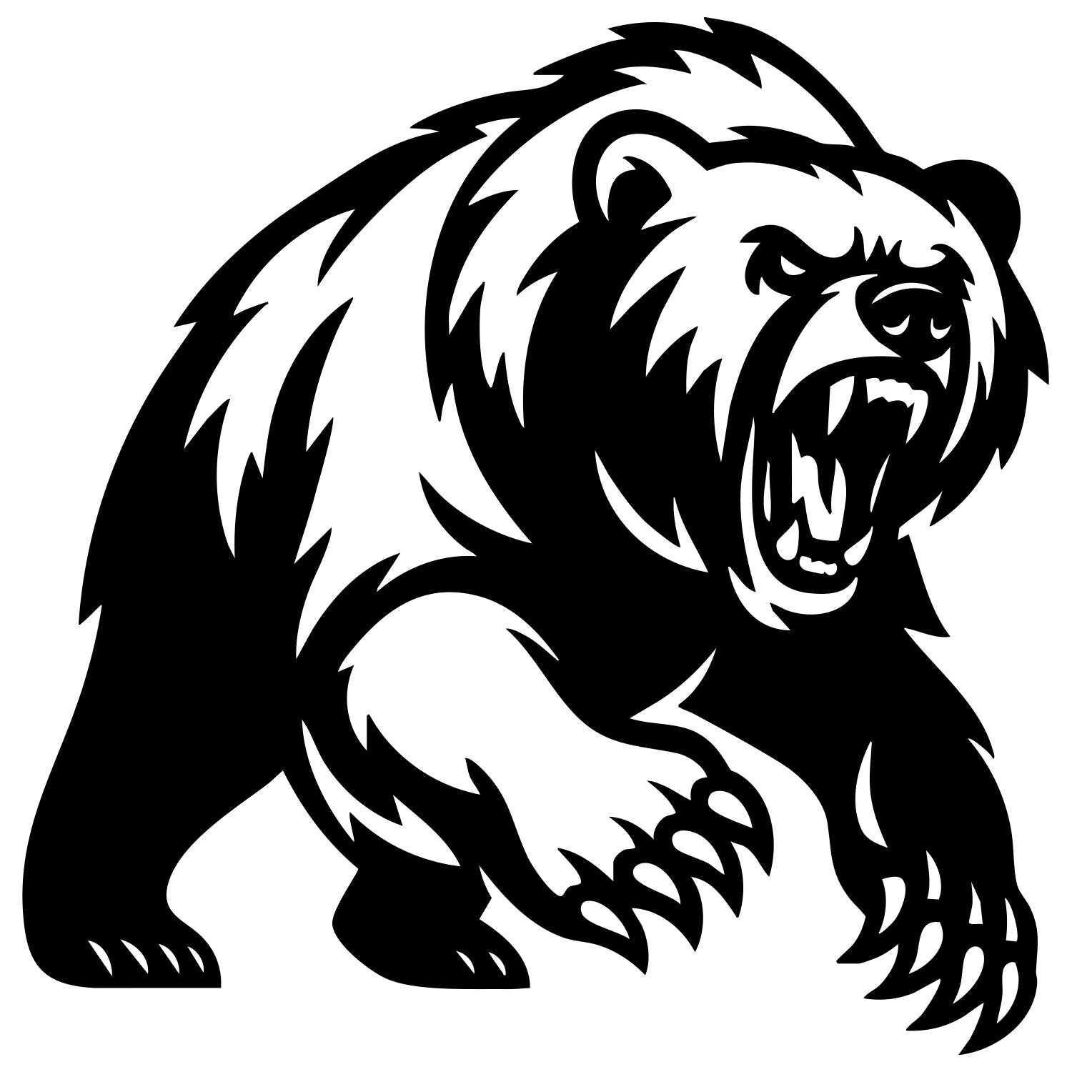 Angry Grizzly Bear DXF File – CNC Cutting Design | AWBEAR195