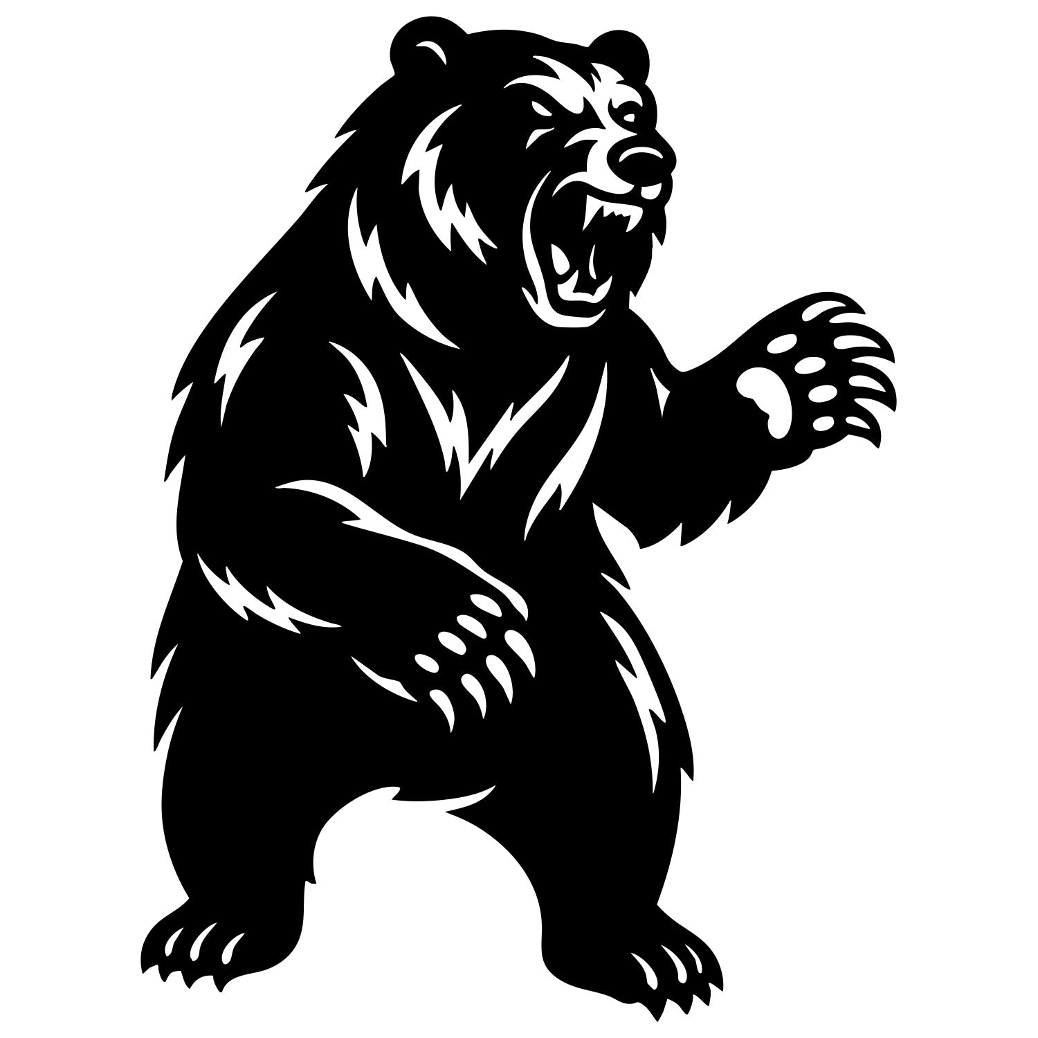 Angry Grizzly Bear DXF File – CNC Cutting Design | AWBEAR196