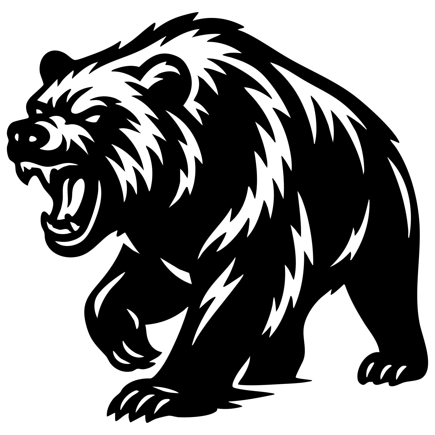 Angry Grizzly Bear DXF File – CNC Cutting Design | AWBEAR199