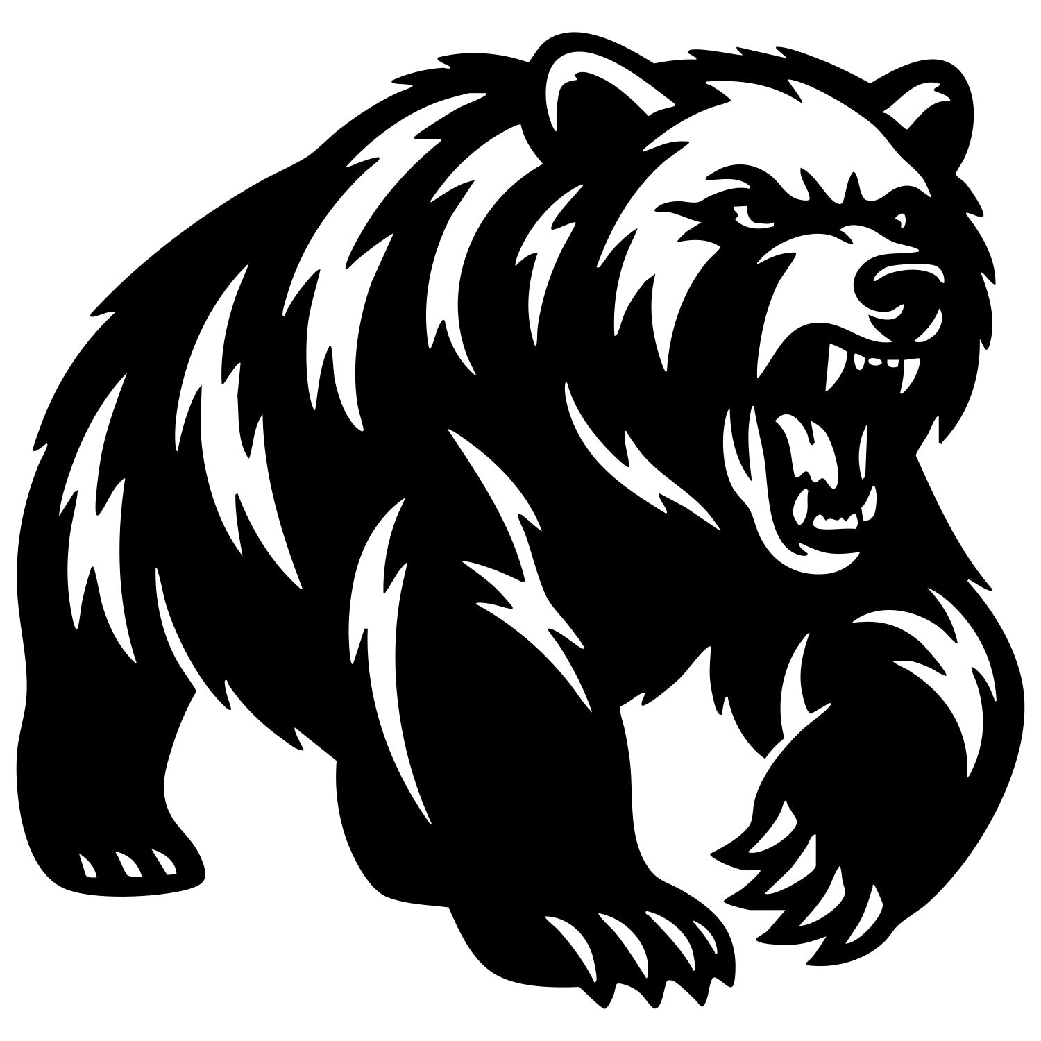 Angry Grizzly Bear DXF File – CNC Cutting Design | AWBEAR202