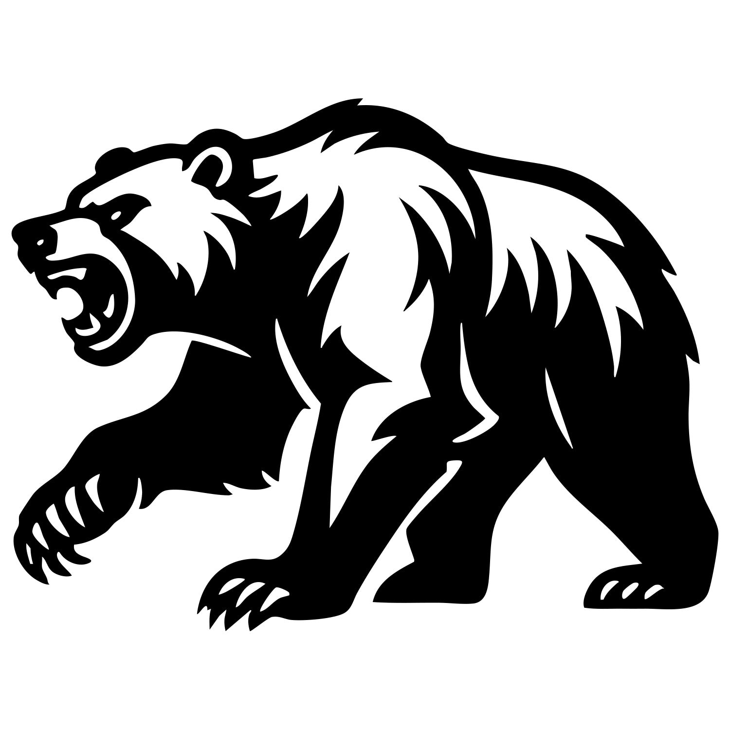 Angry Grizzly Bear DXF File – CNC Cutting Design | AWBEAR205