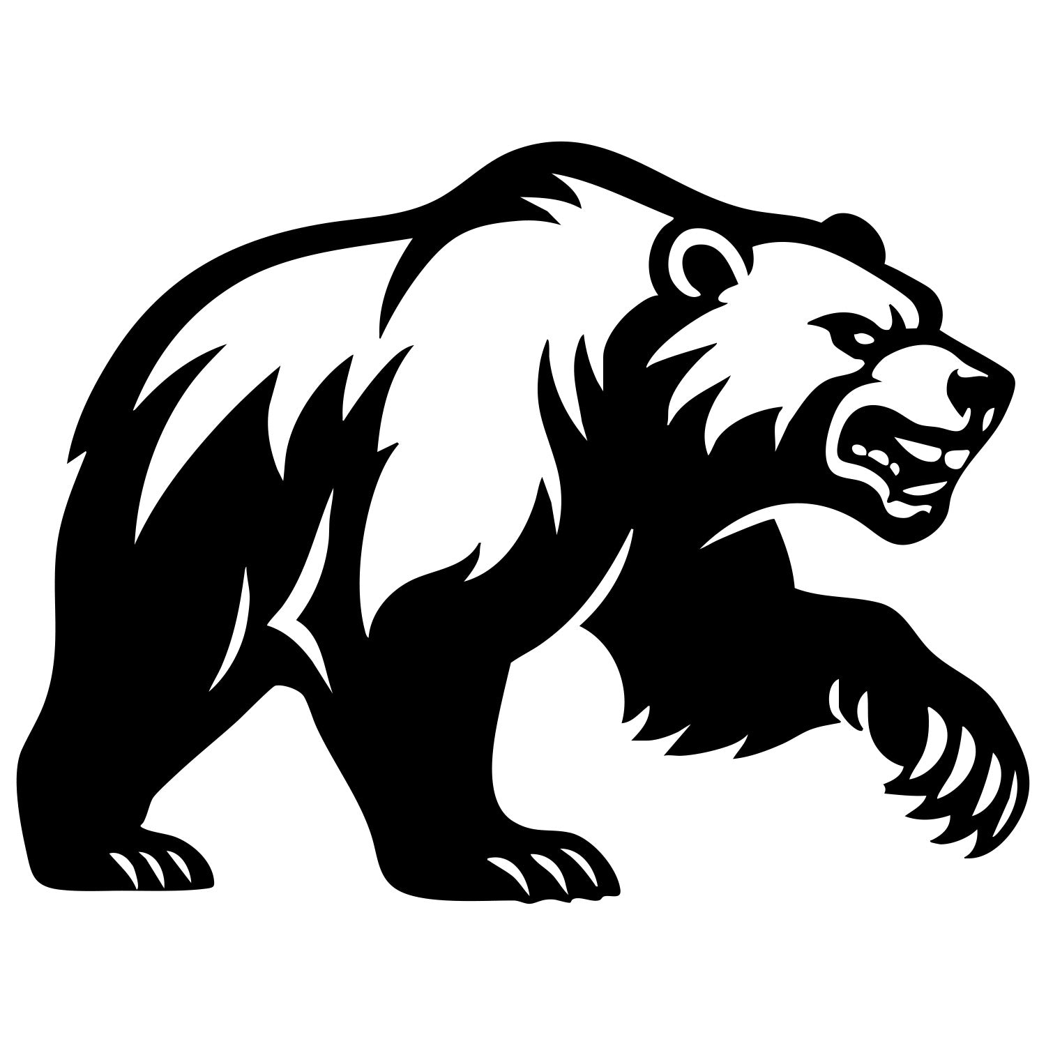 Angry Grizzly Bear DXF File – CNC Cutting Design | AWBEAR206