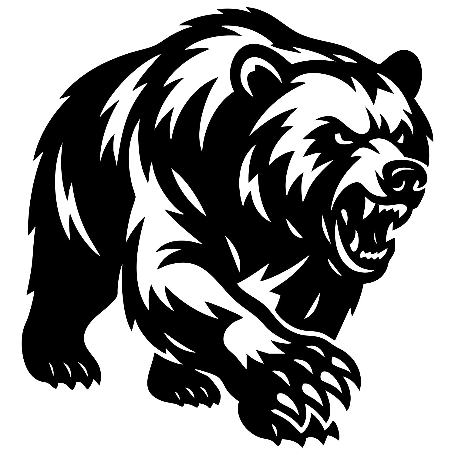 Angry Grizzly Bear DXF File – CNC Cutting Design | AWBEAR216