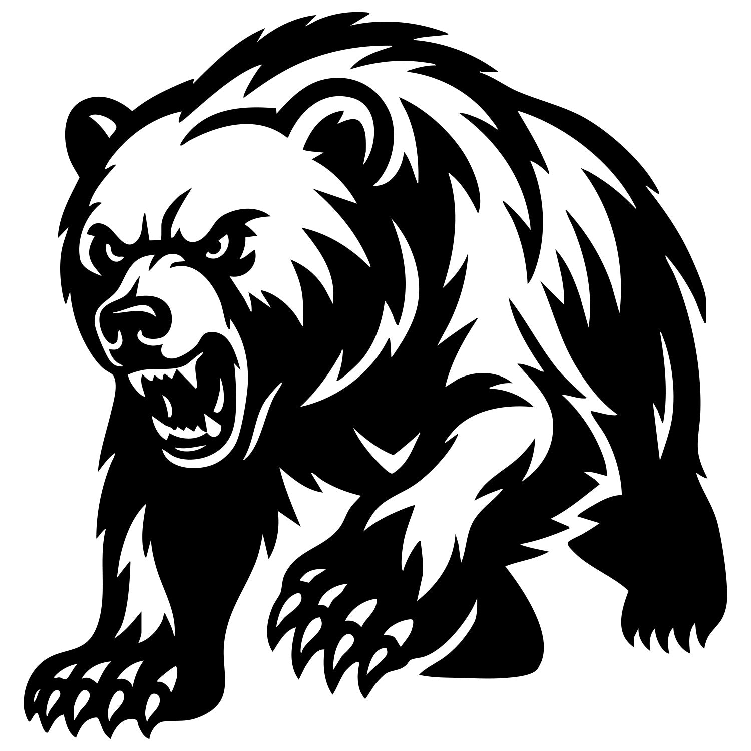 Angry Grizzly Bear DXF File – CNC Cutting Design | AWBEAR217
