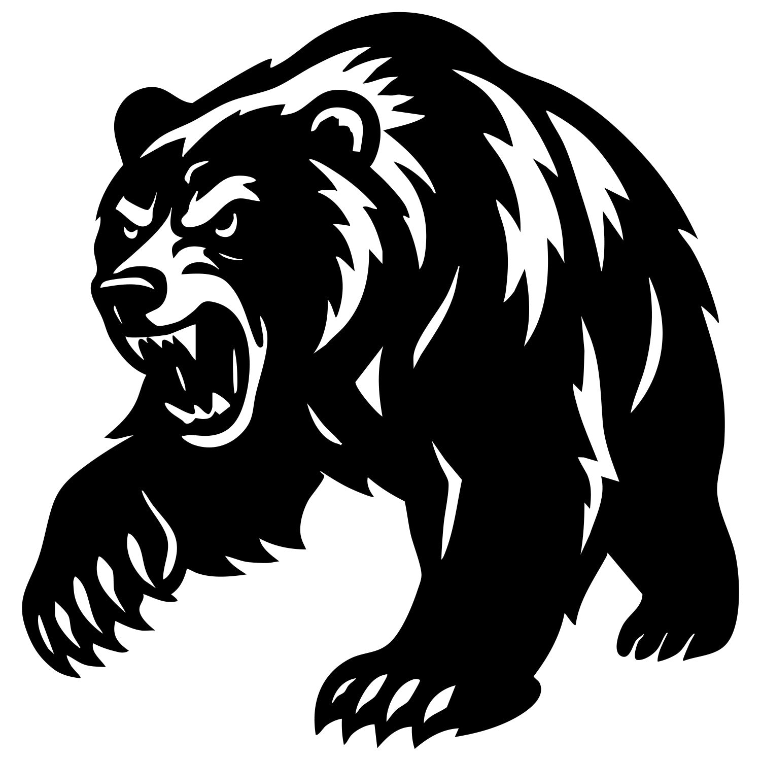 Angry Grizzly Bear DXF File – CNC Cutting Design | AWBEAR219