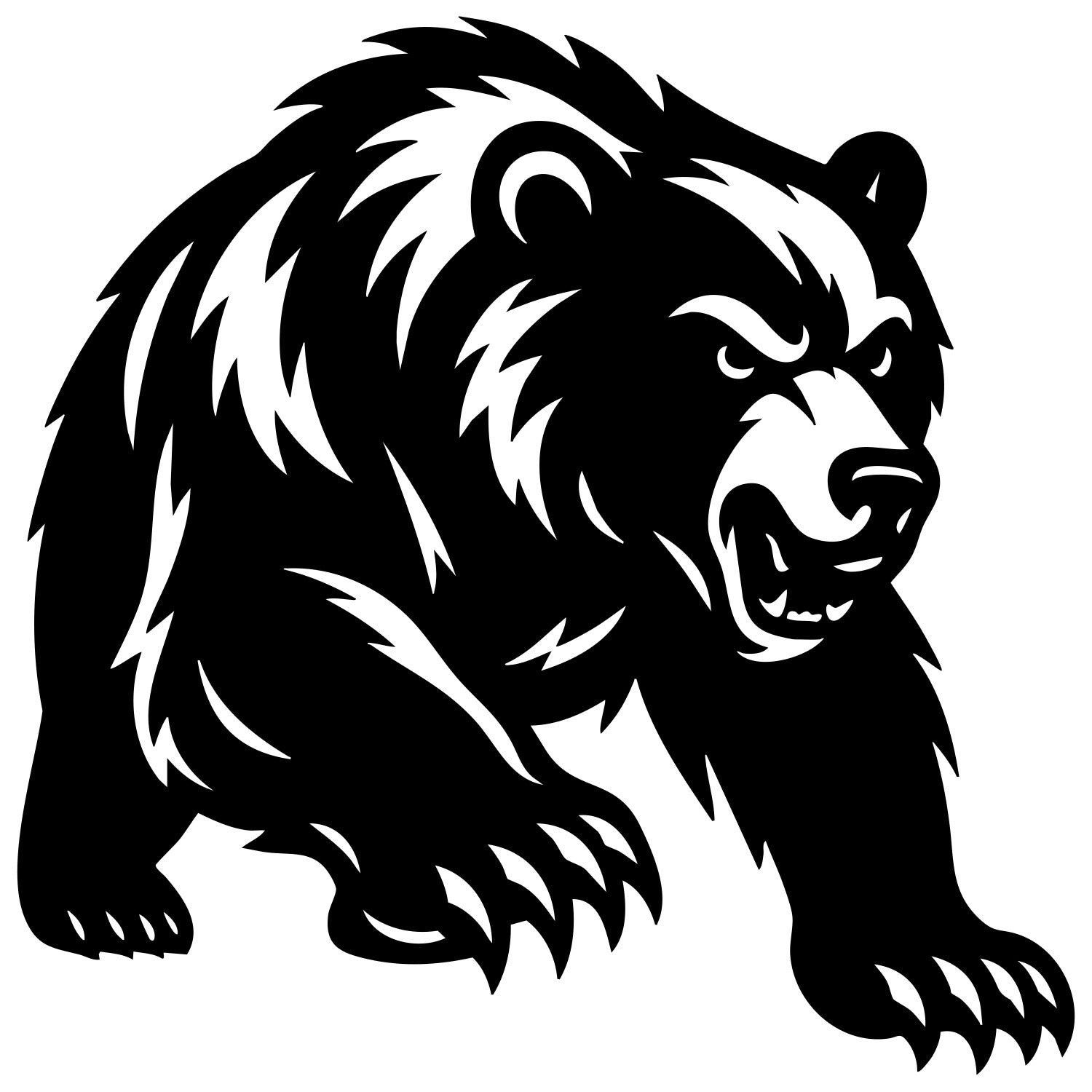 Angry Grizzly Bear DXF File – CNC Cutting Design | AWBEAR220
