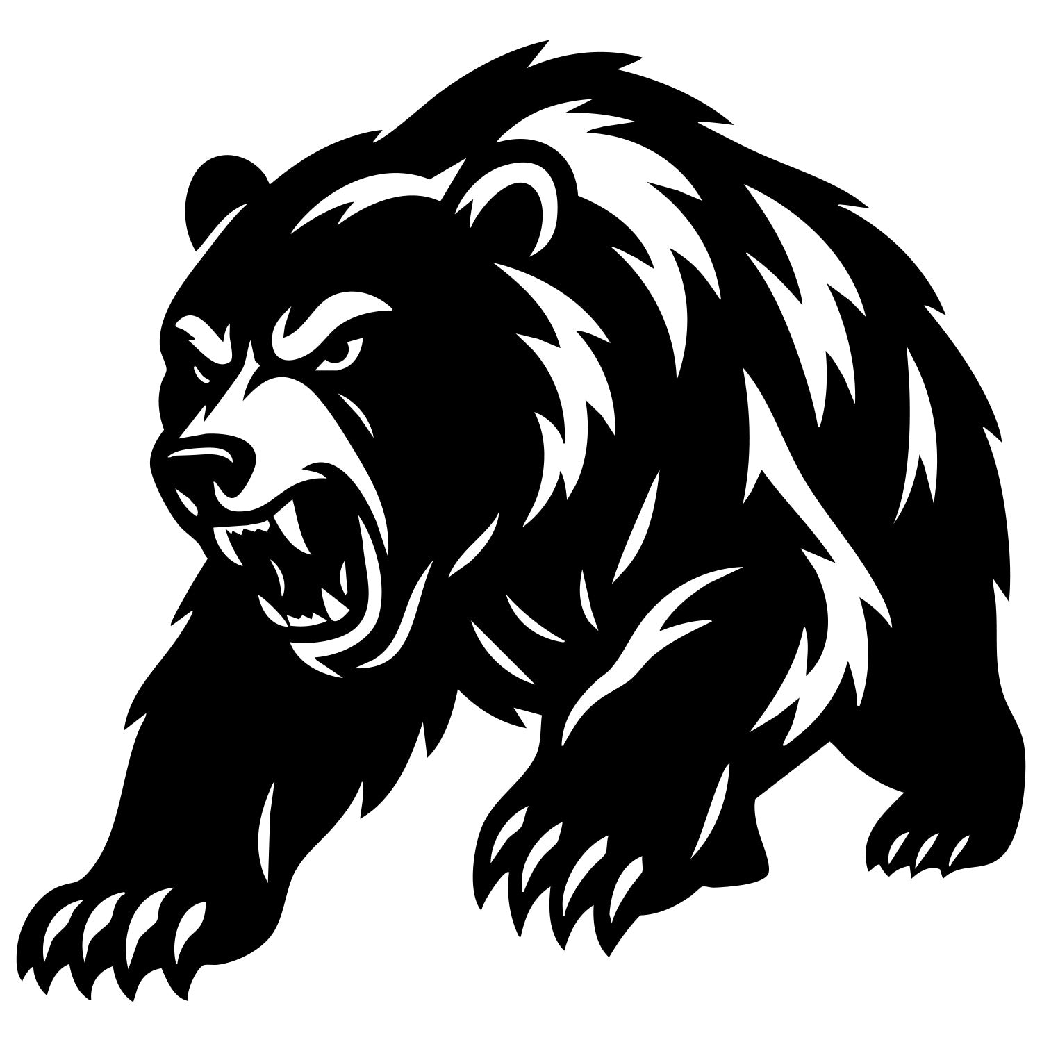 Angry Grizzly Bear DXF File – CNC Cutting Design | AWBEAR221