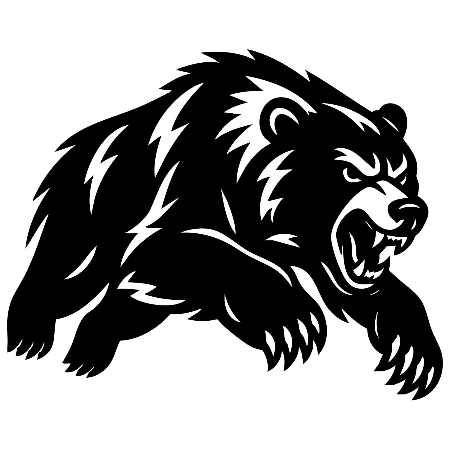 Angry Grizzly Bear DXF File – CNC Cutting Design | AWBEAR224