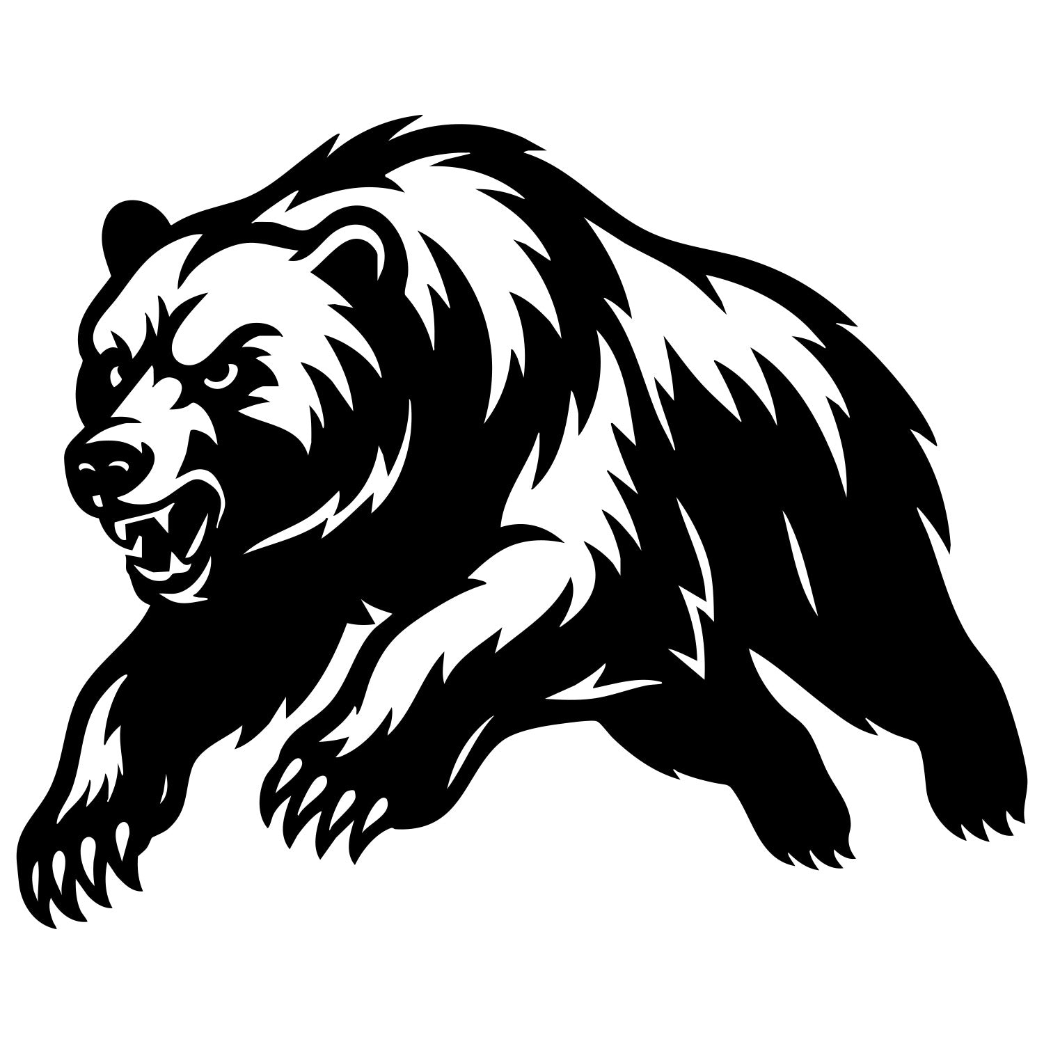 Angry Grizzly Bear DXF File – CNC Cutting Design | AWBEAR228