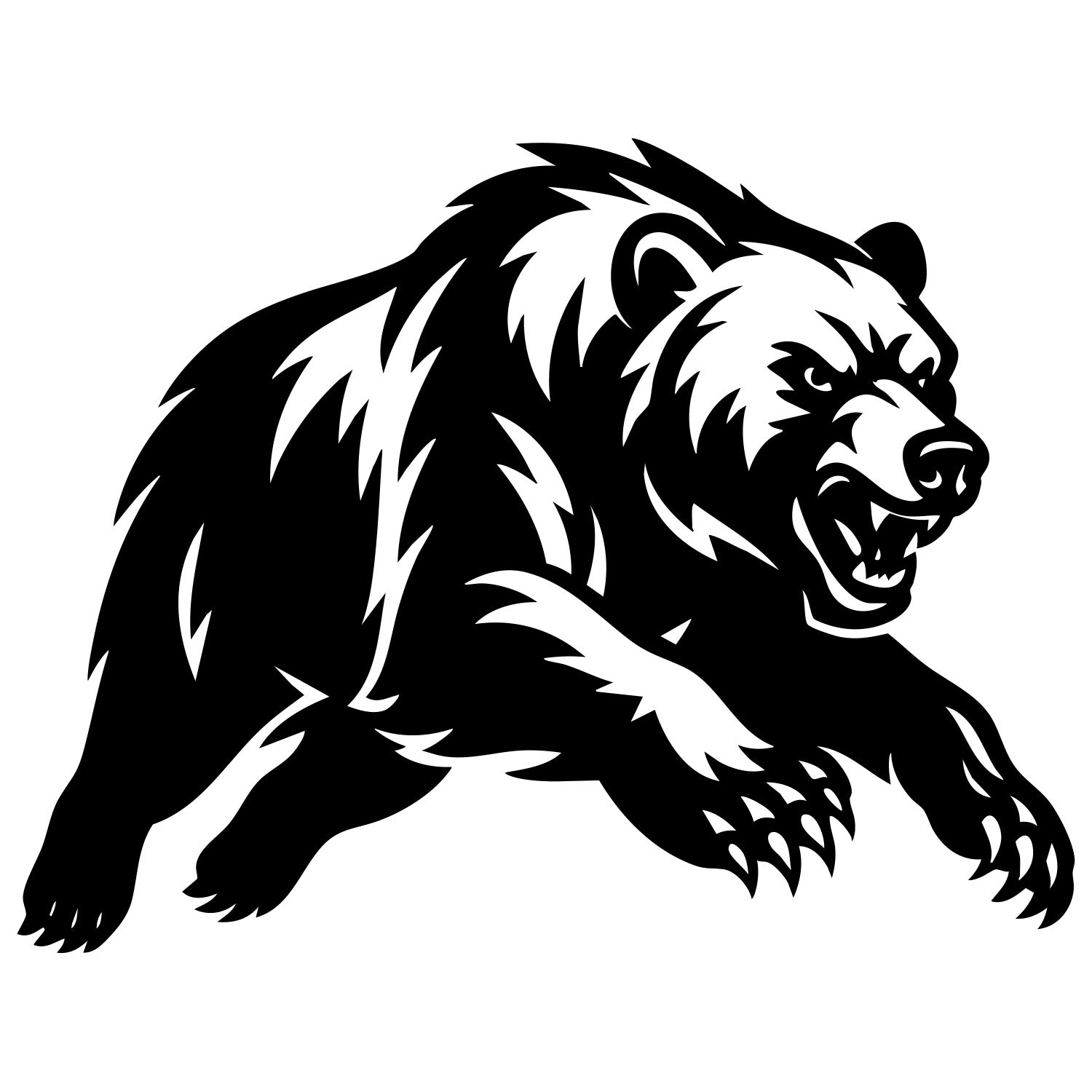 Angry Grizzly Bear DXF File – CNC Cutting Design | AWBEAR229