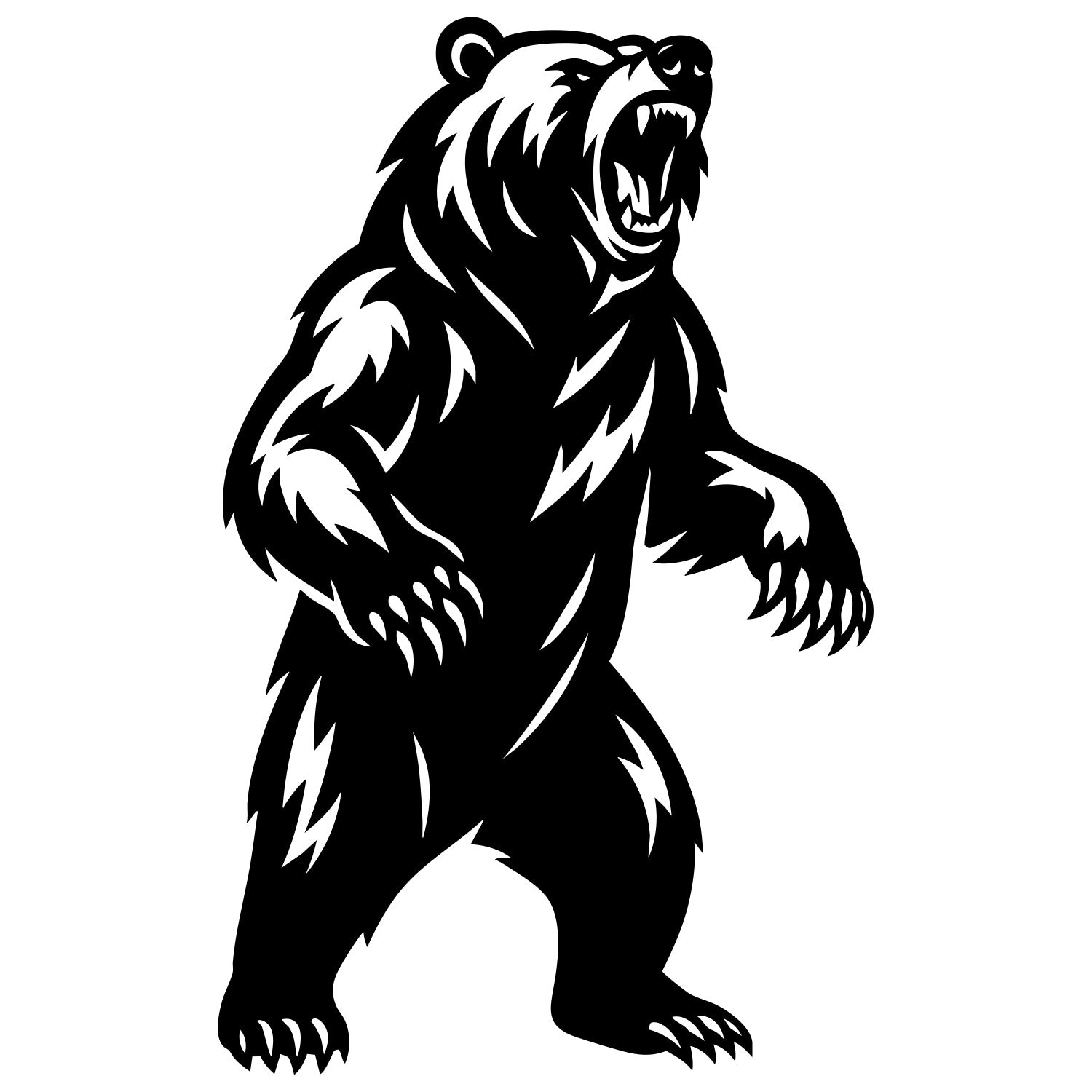 Angry Grizzly Bear DXF File – CNC Cutting Design | AWBEAR230
