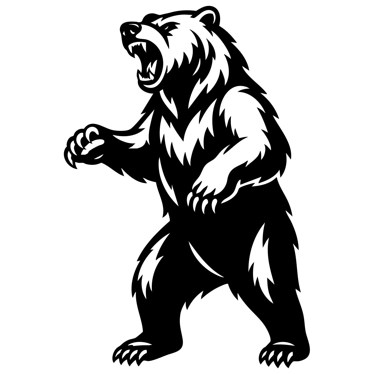 Angry Grizzly Bear DXF File – CNC Cutting Design | AWBEAR231